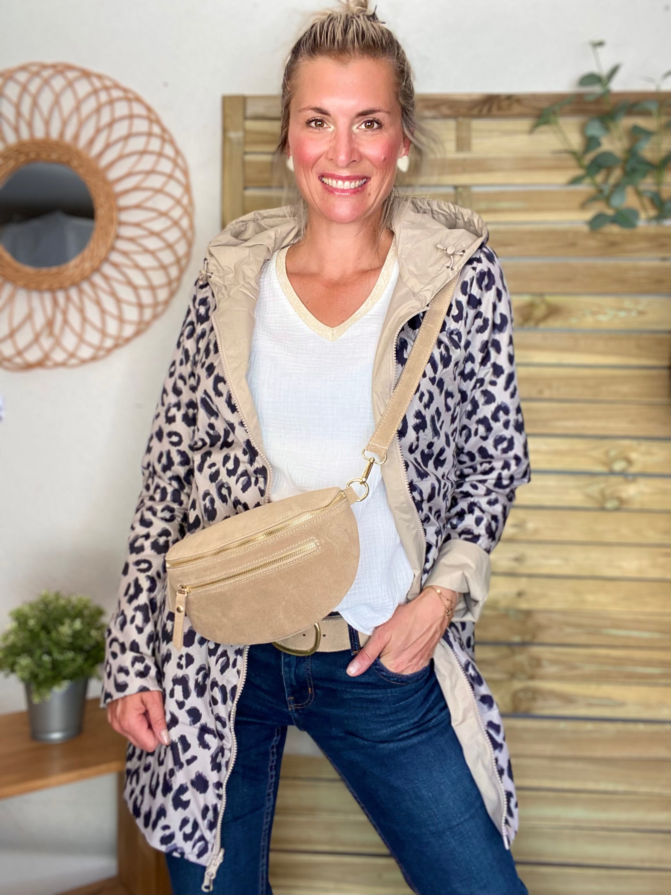 Imperméable réversible rembourré LOUISON LONG - Beige / Léo - LAURA JO