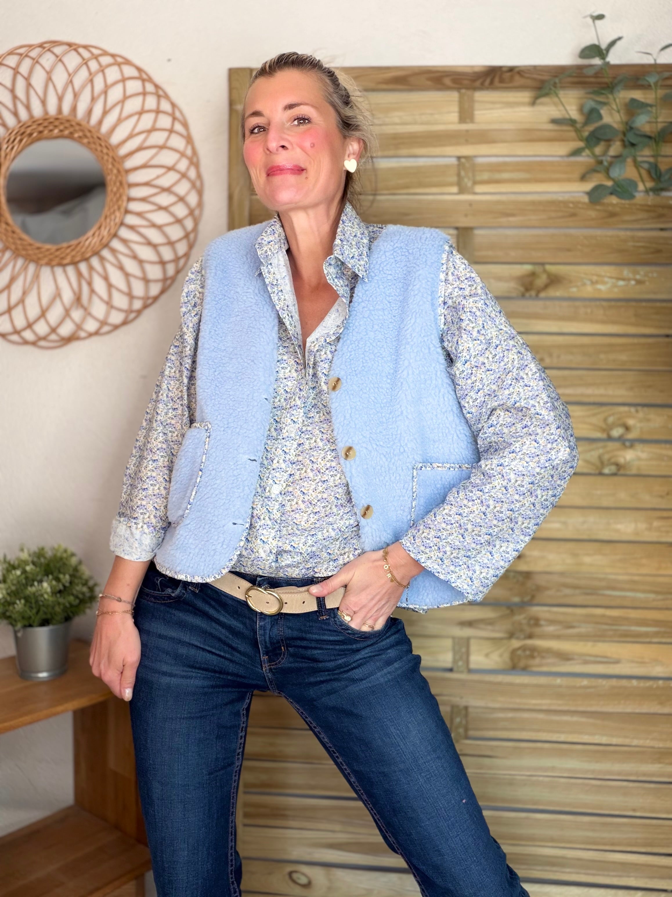 Chemise imprimée Liberty AZÉLIE Bleu