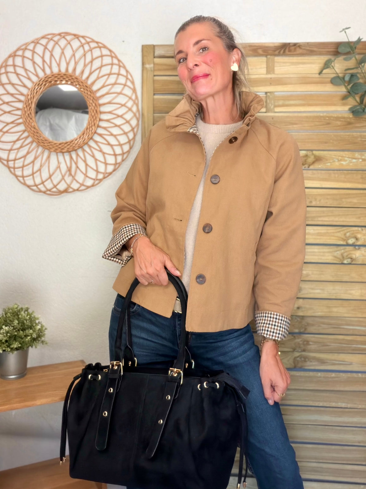 Sac cabas XL simili daim CLÉO Noir