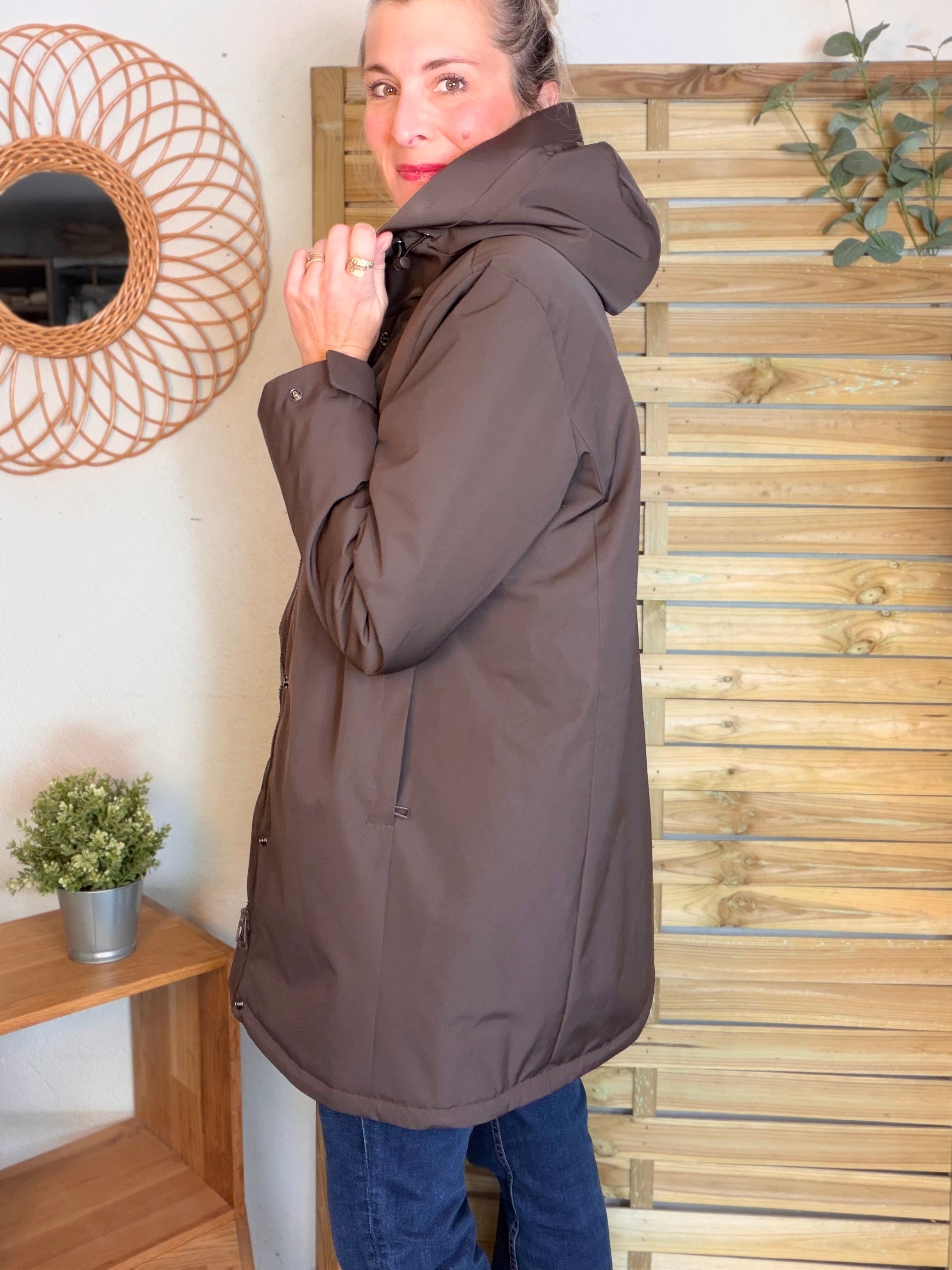 Parka fourrée imperméable AMBRE - Chocolat / Beige - LAURA JO