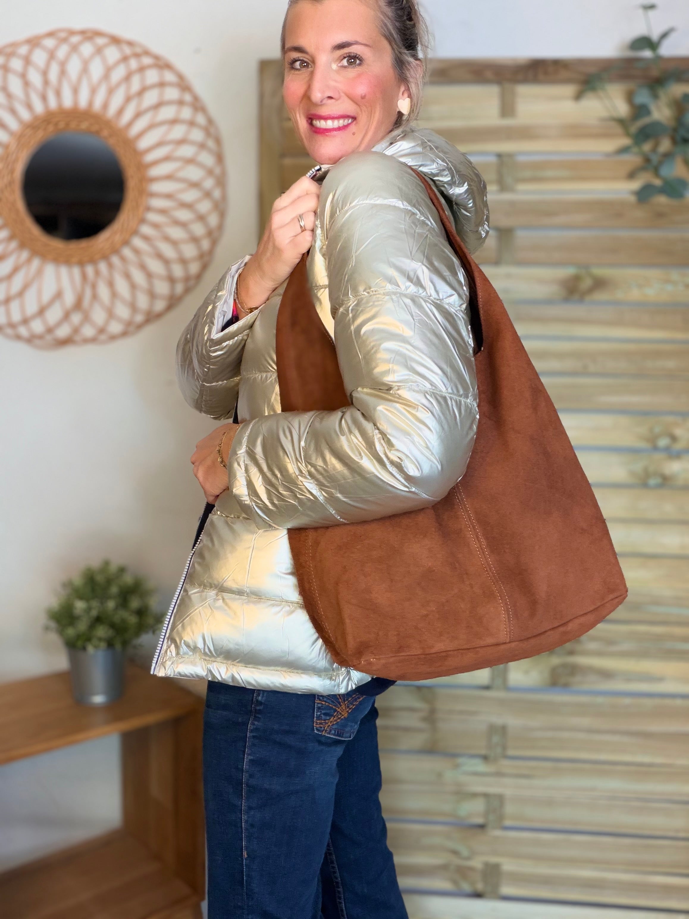 ⚡️PÉPITES FRIDAY - Sac cabas cuir daim MARCUS - Camel foncé