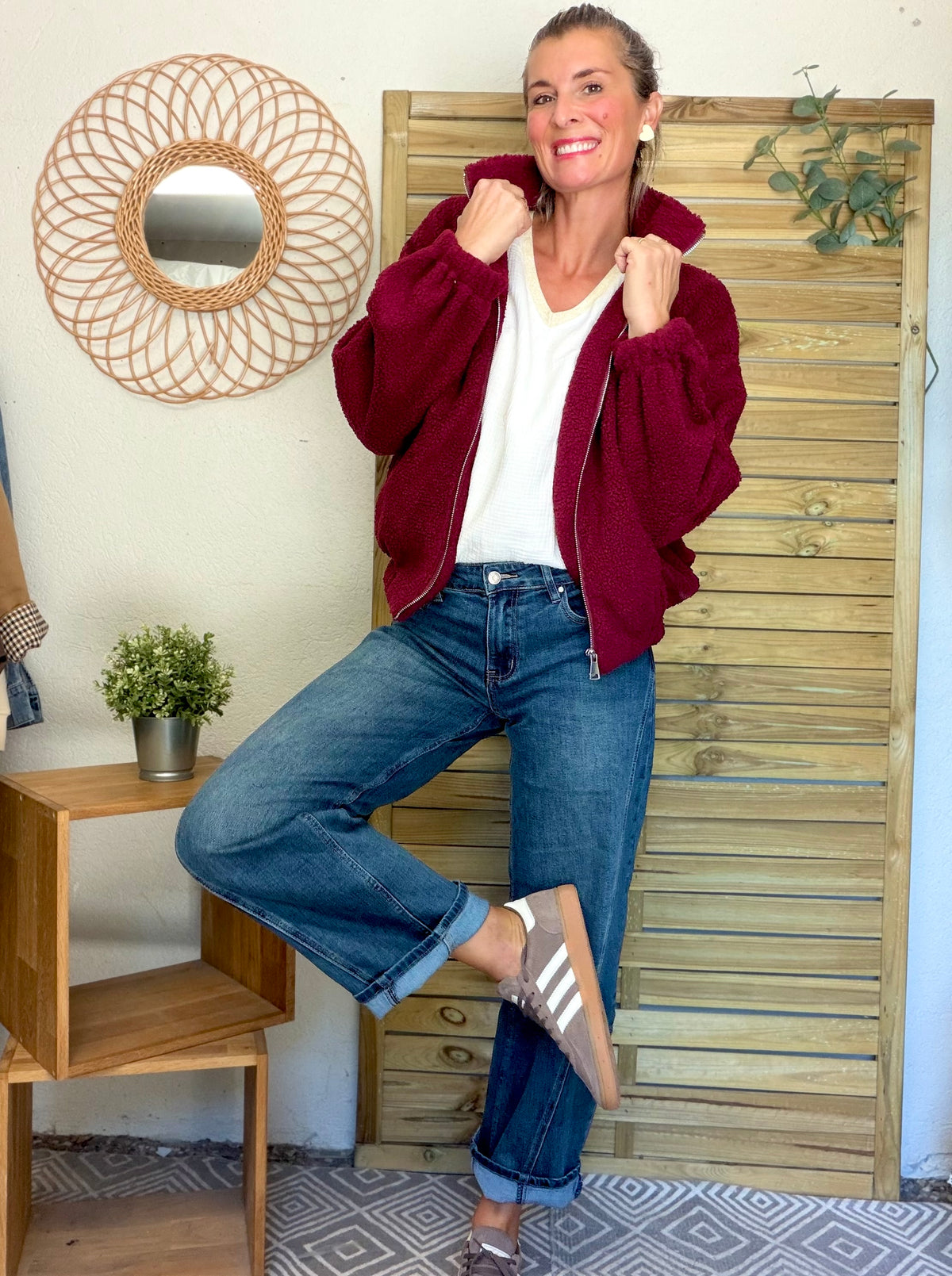 Pantalon Jean coupe barrel LÉON Bleu