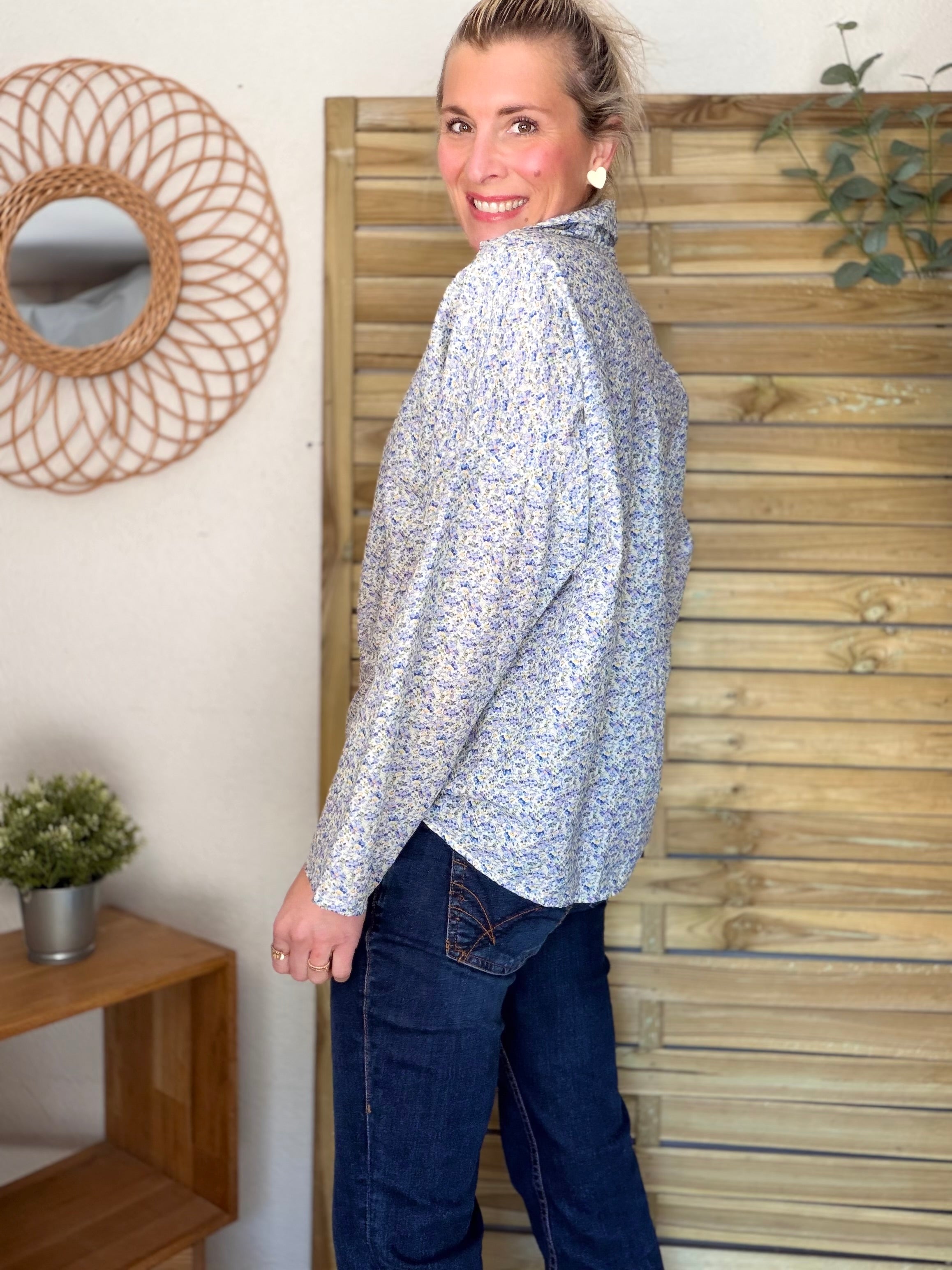 Chemise imprimée Liberty AZÉLIE Bleu