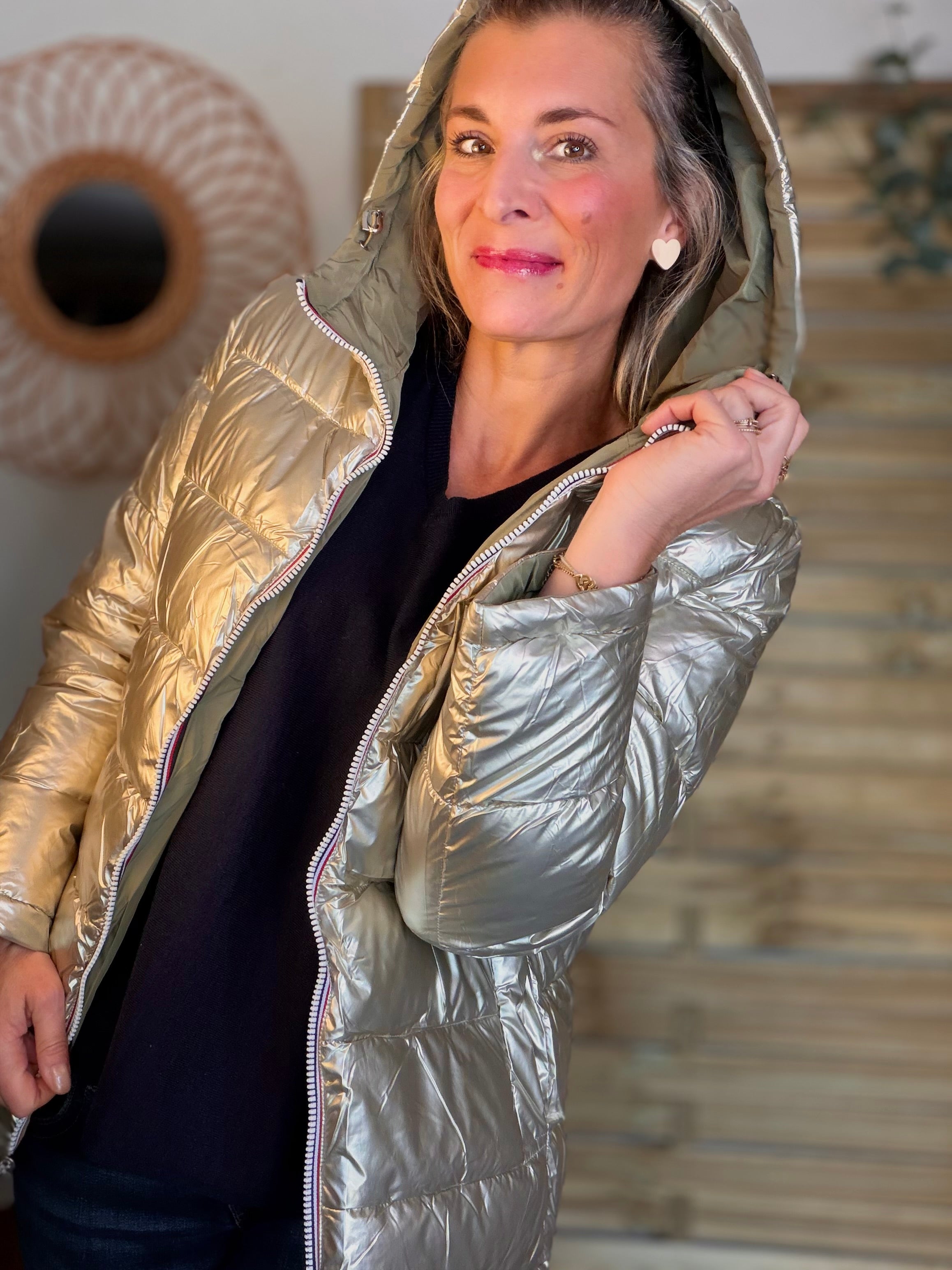 ⚡️PÉPITES FRIDAY - Doudoune imperméable réversible longue ANGÈLE COURT - Kaki clair - MELYA MELODY