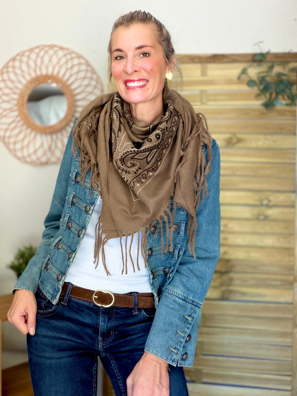 Écharpe Bandana Taupe
