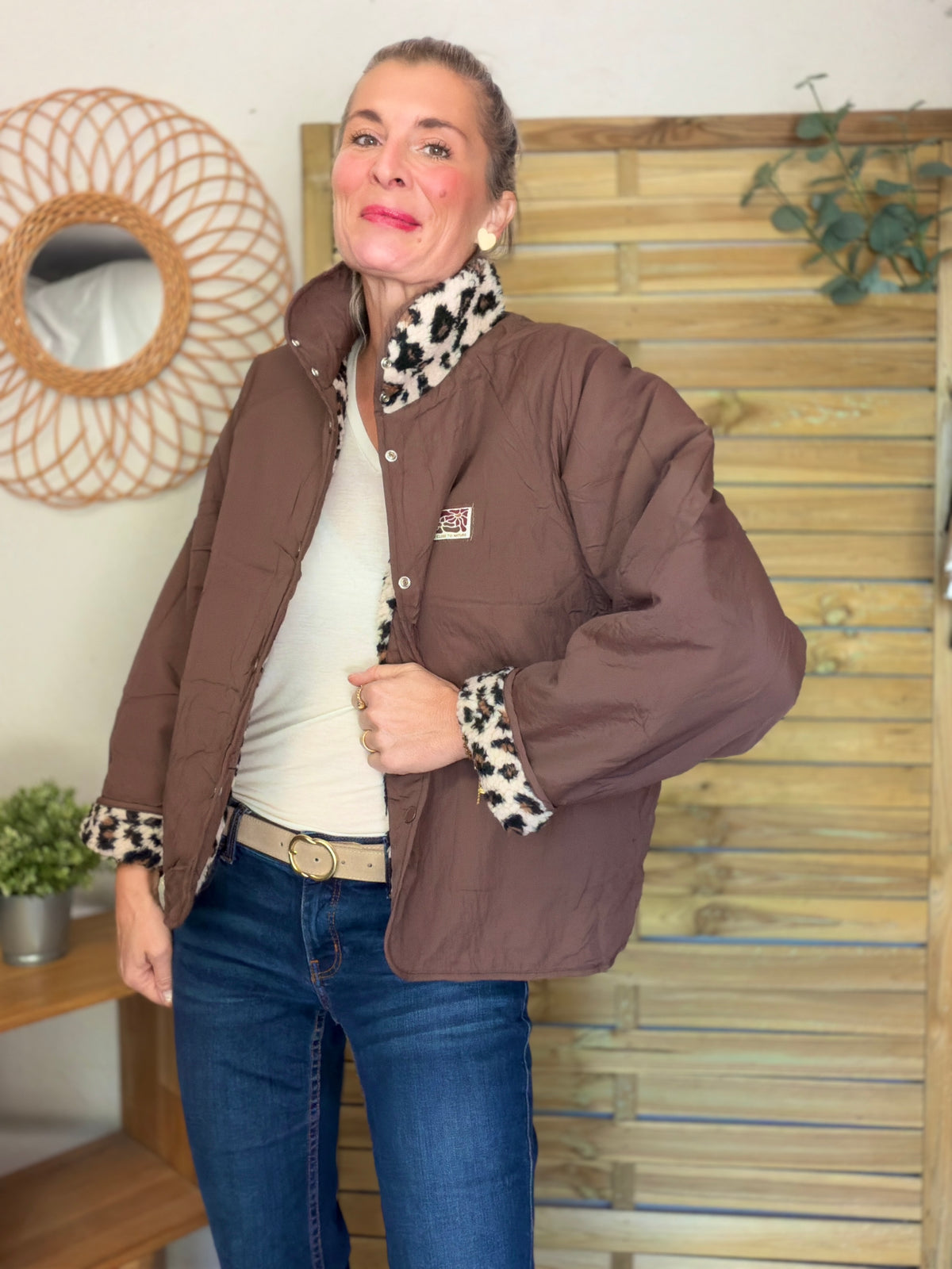 Veste matelassée réversible Sherpa AMÉLIE Choco / Léo