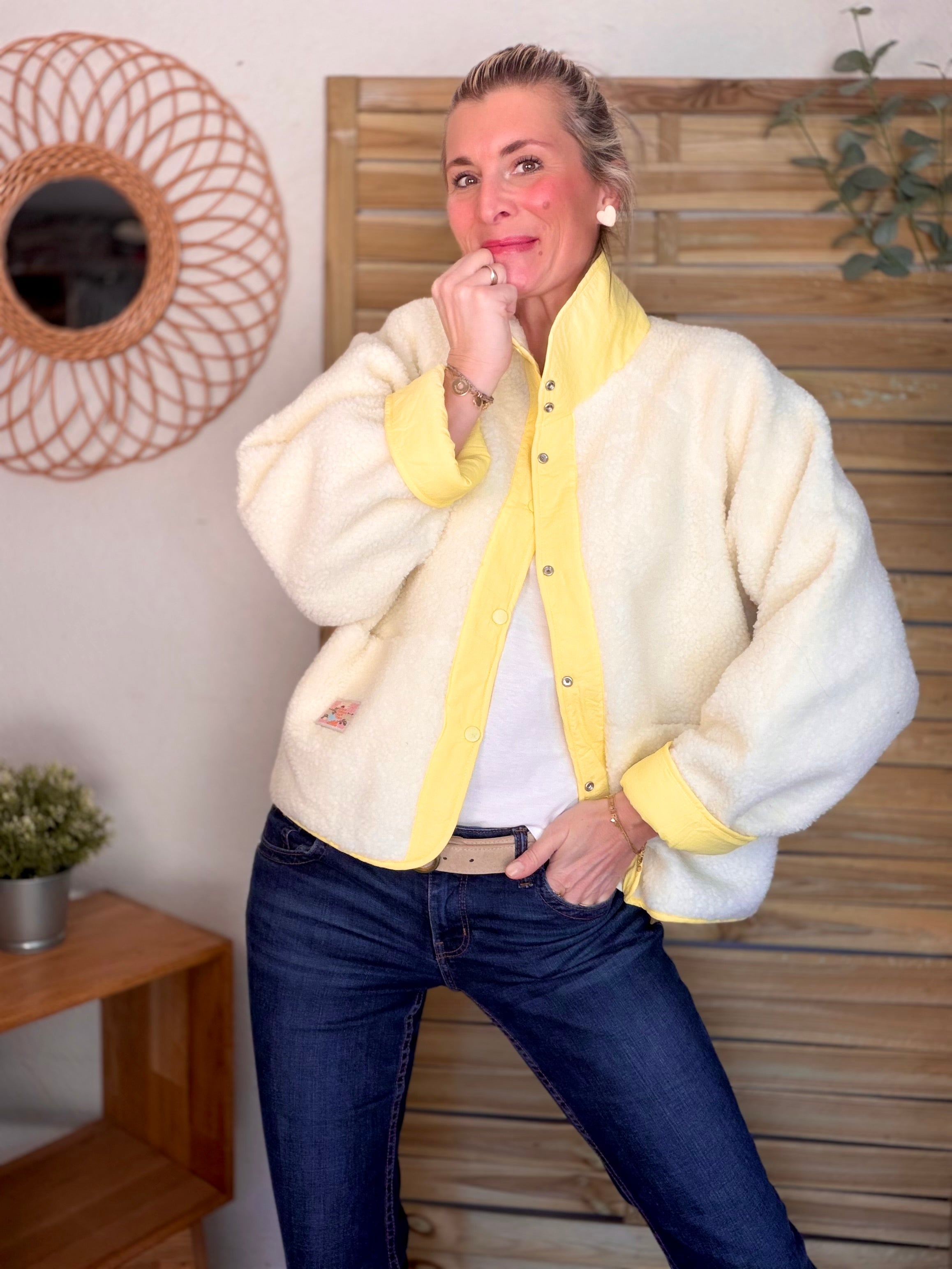 Veste matelassée réversible Sherpa AMÉLIE Jaune