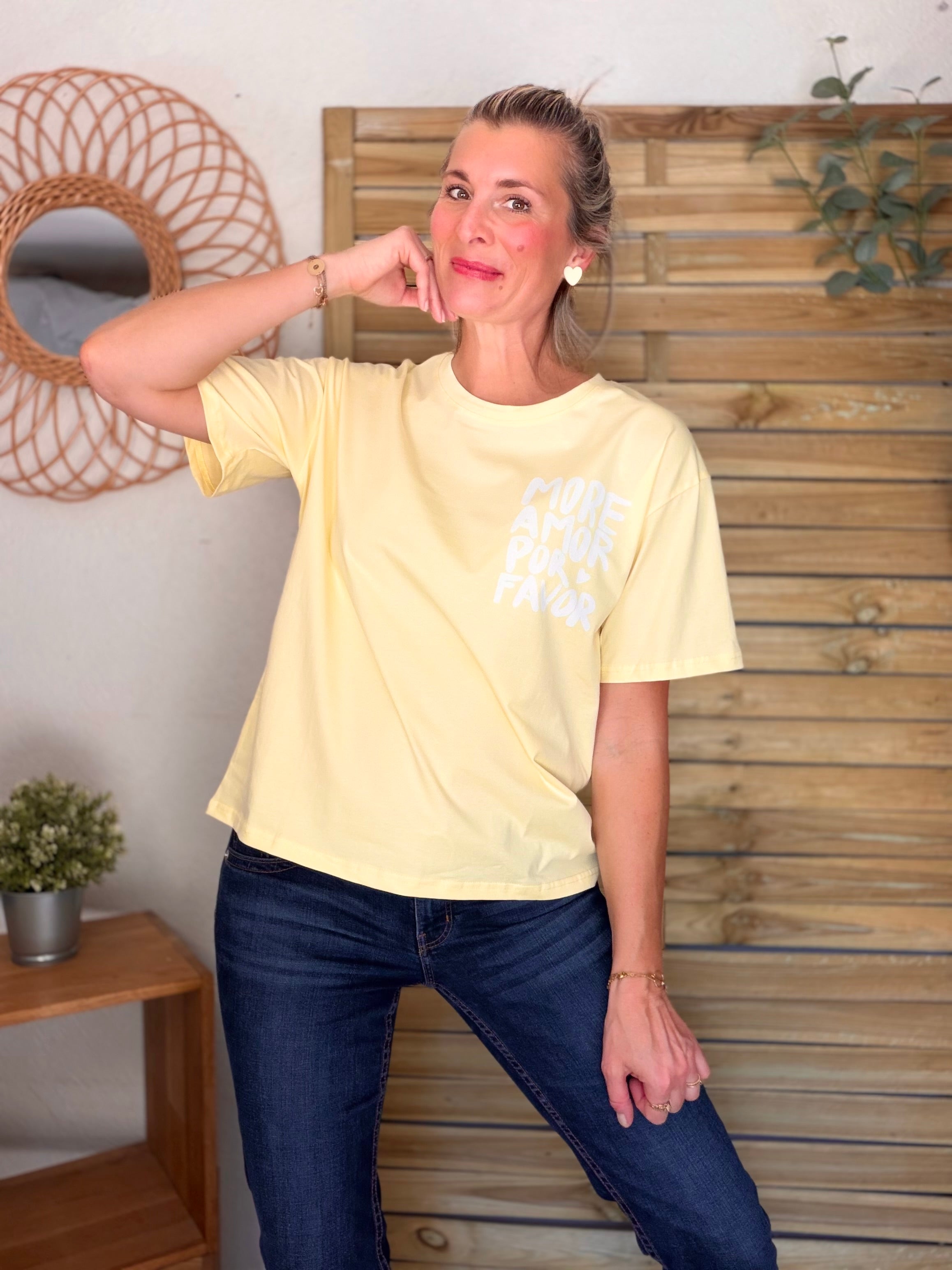 Tee shirt MORE AMOR POR FAVOR - RITA Jaune
