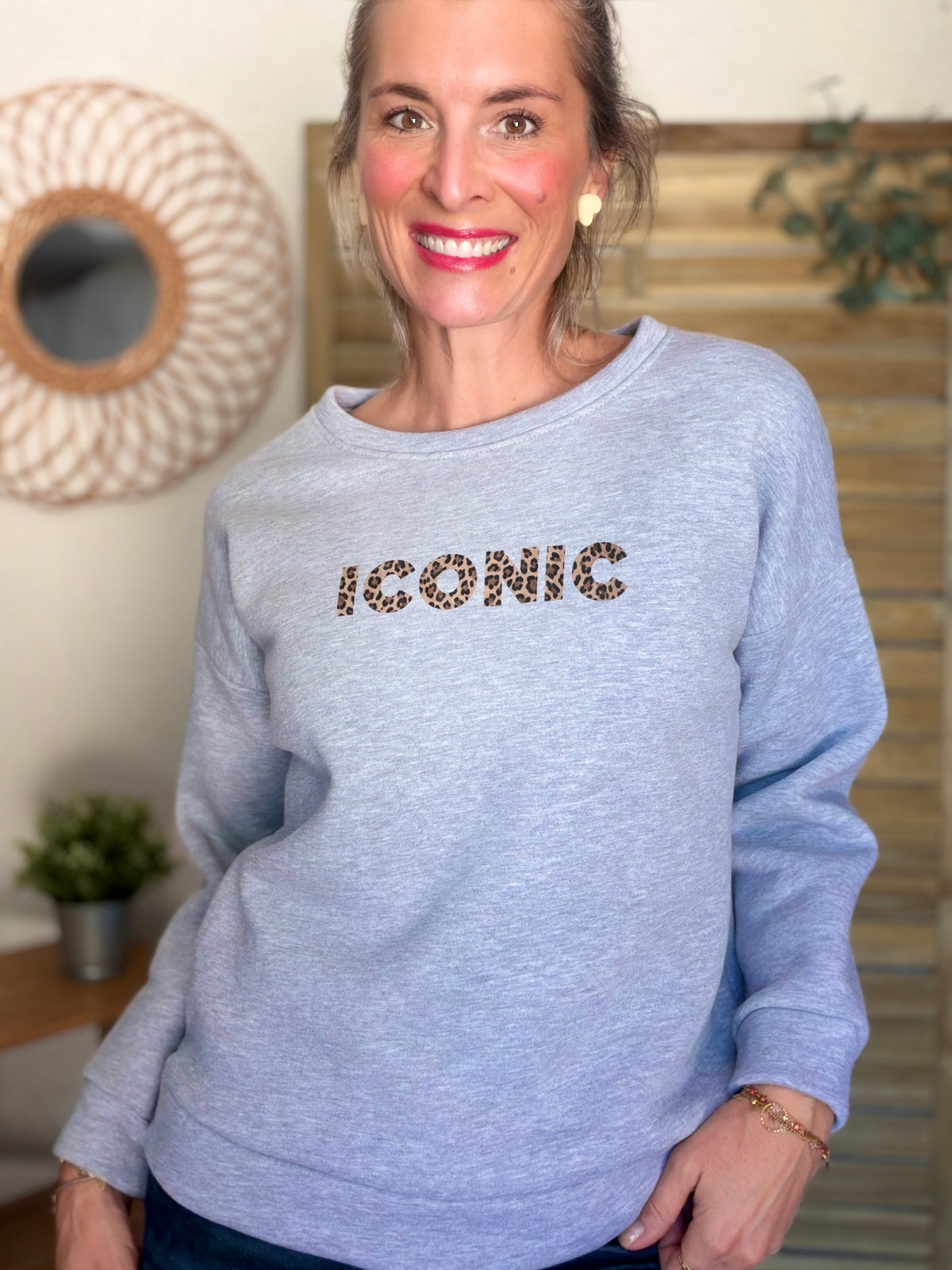 Sweat ICONIC Léo molleton ISALINE - Gris