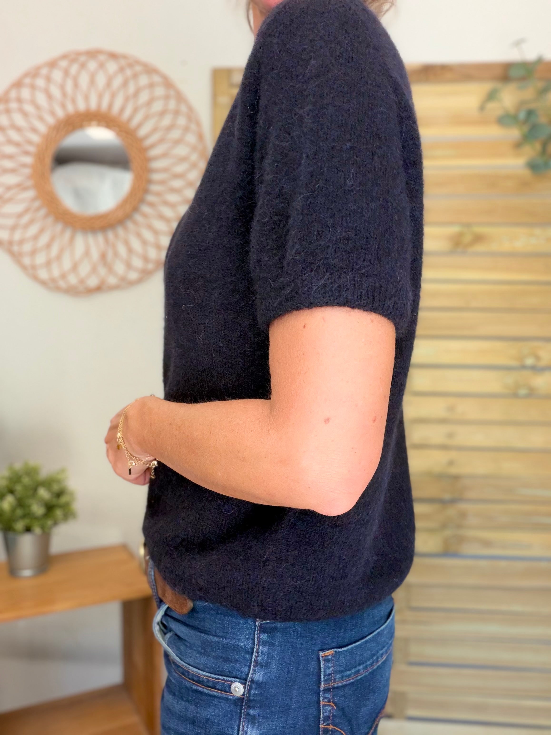 Pull laine et alpaga PEGGY - Noir
