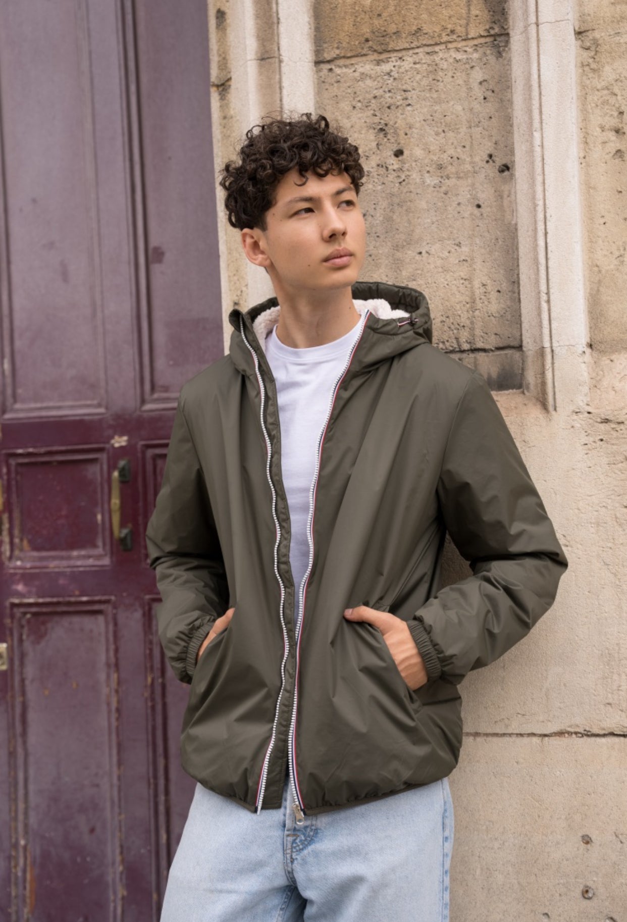 Parka Imperméable Homme LOUIS* COURT fourré sherpa - Kaki - Laura Jo