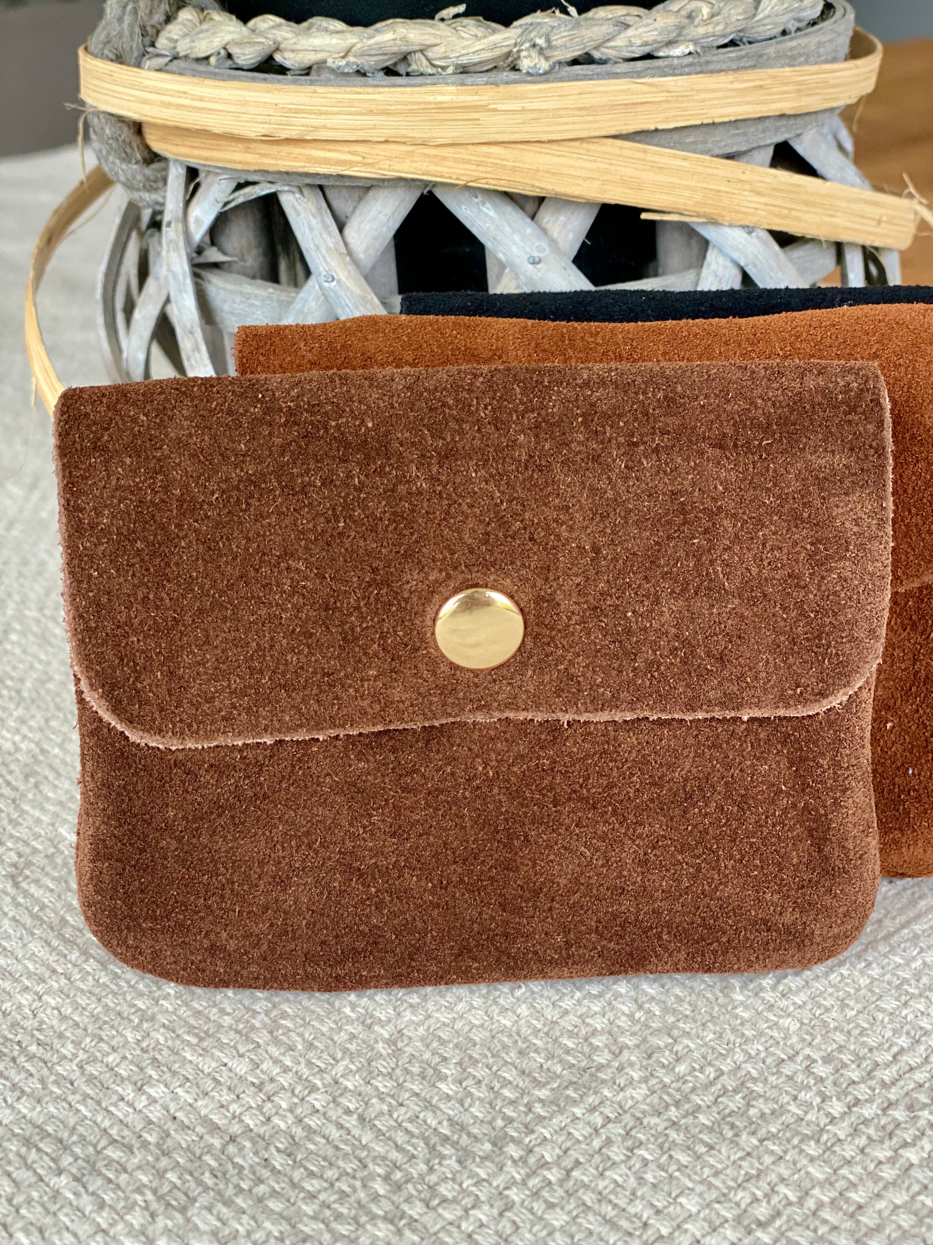 Porte monnaie / porte carte en cuir daim ACHILLE