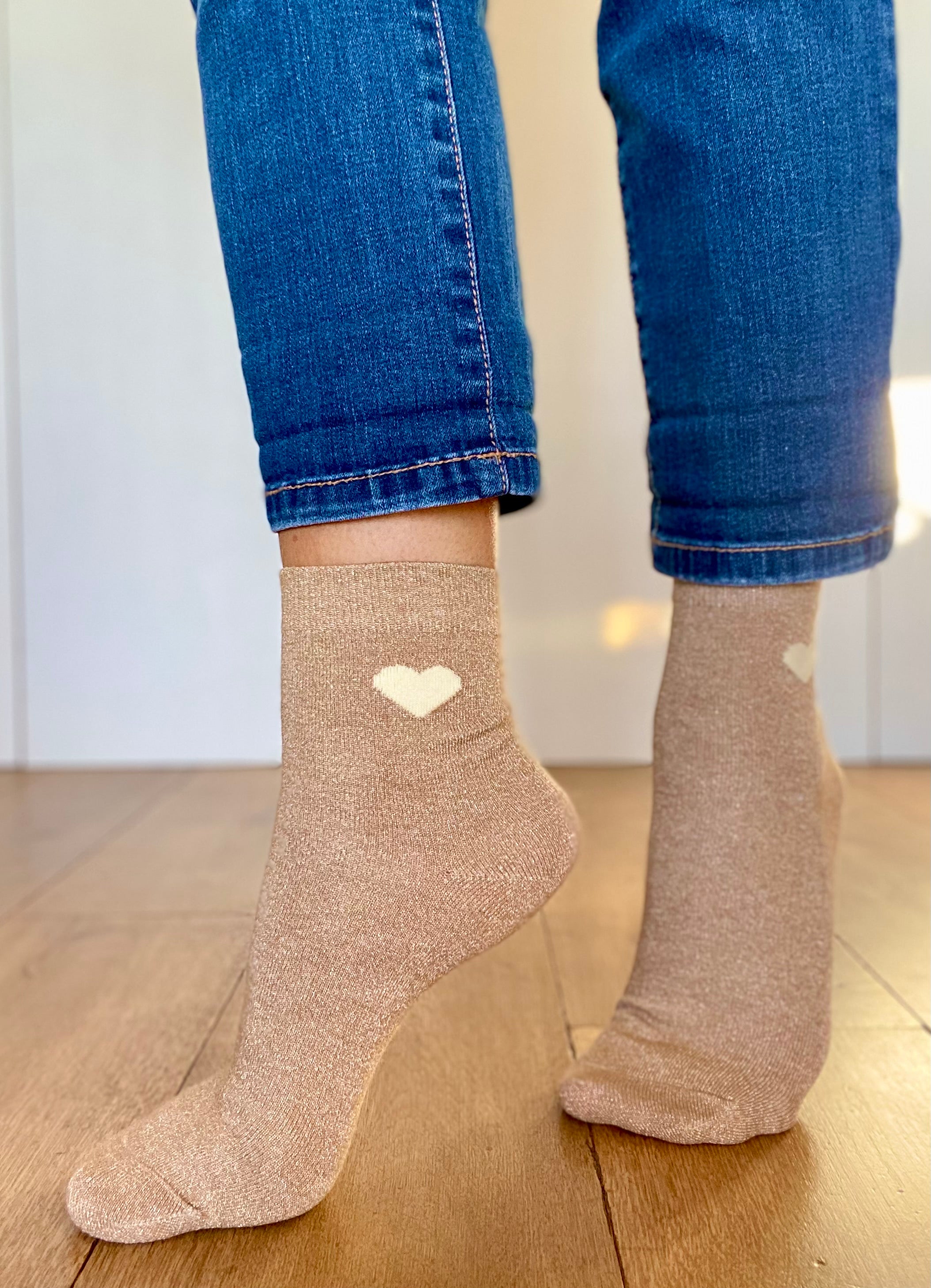 Chaussettes scintillantes glitter ZAHO - Coeur ❤️💛