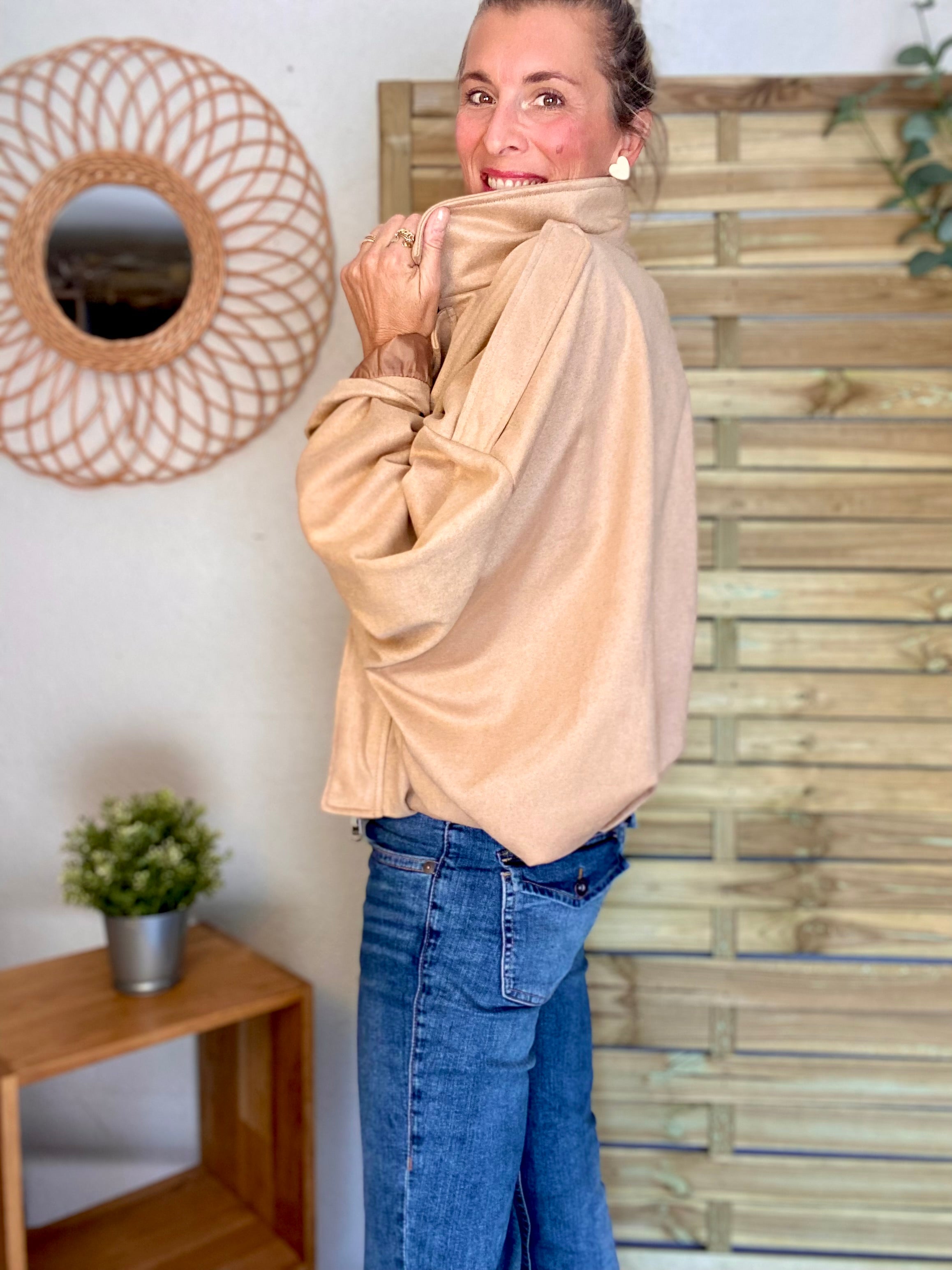 Veste oversize en suédine ISAAC - Camel clair