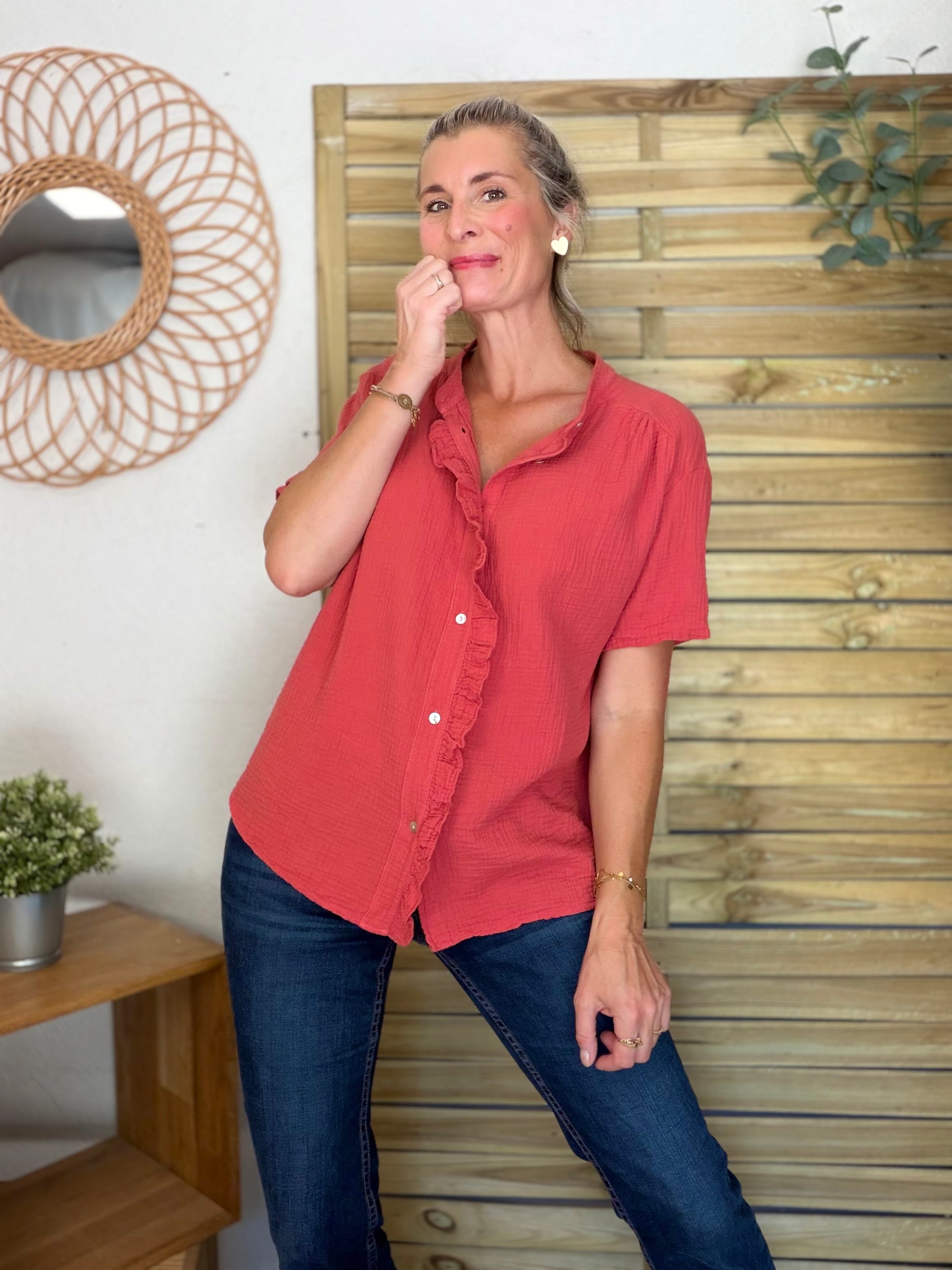 Blouse en gaze de coton ANAËLLE Terracotta