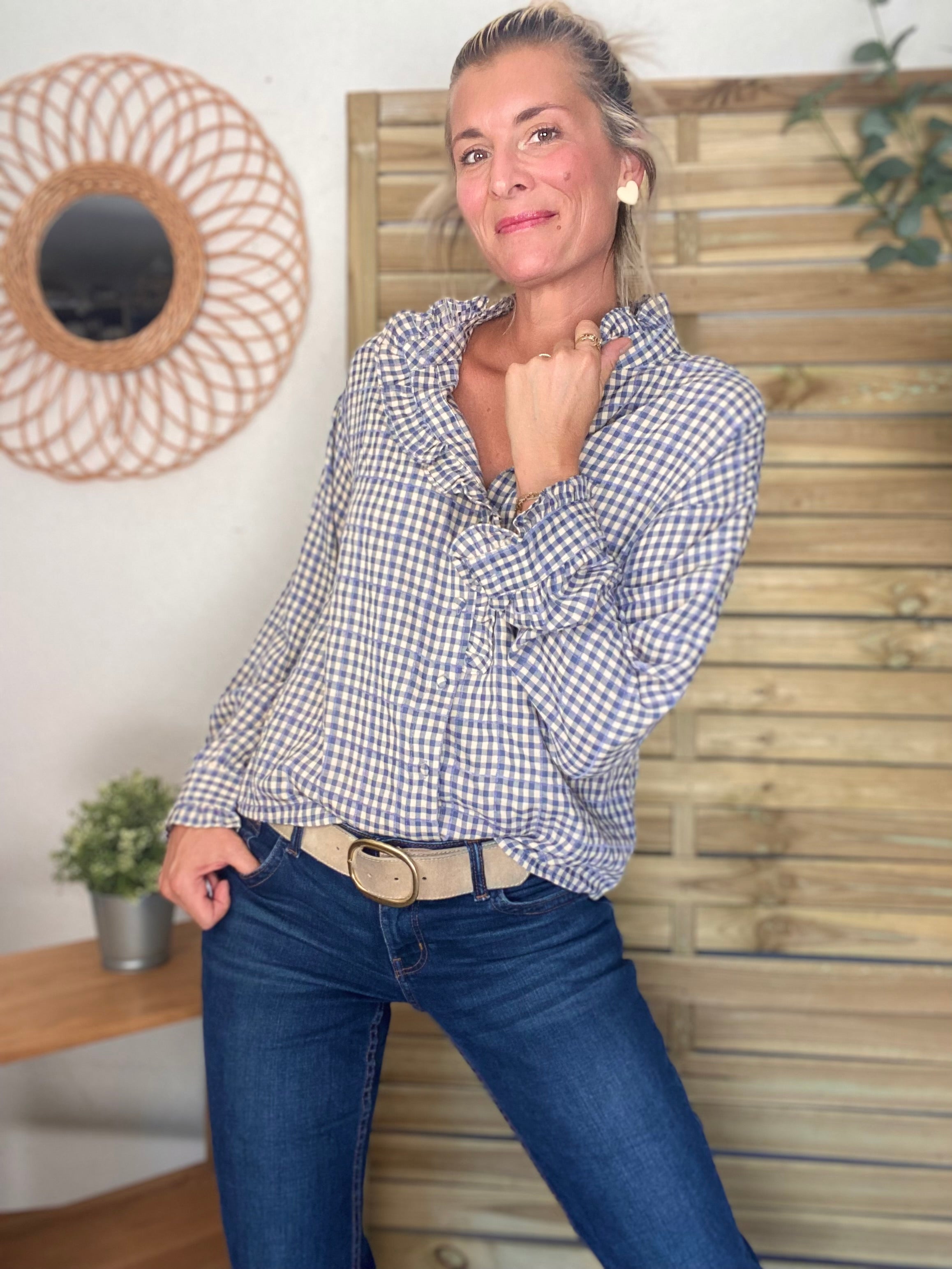 Blouse Vichy Bleu Jean SOLVEIG  lol