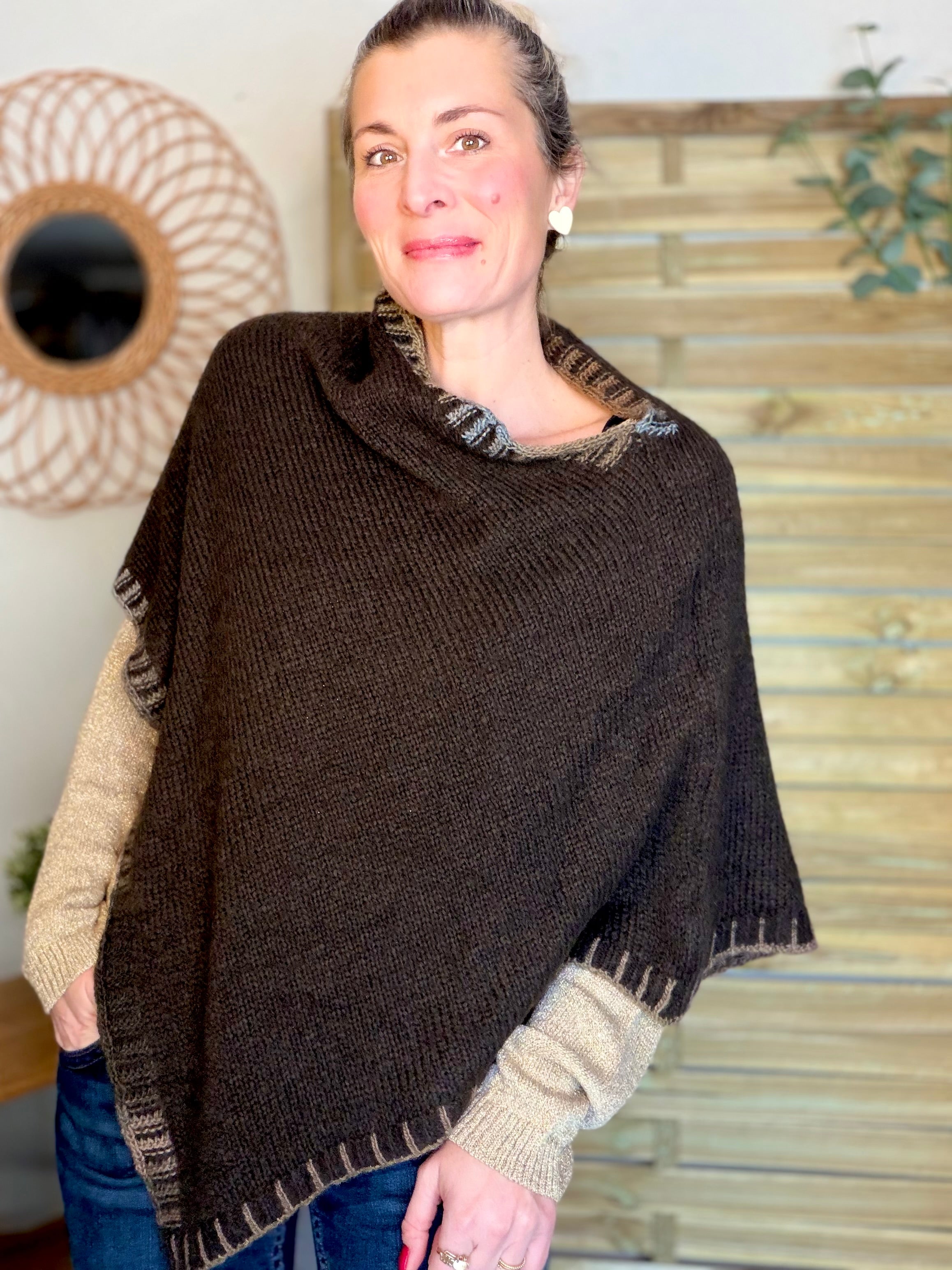 Poncho asymétrique GISÈLE - Choco