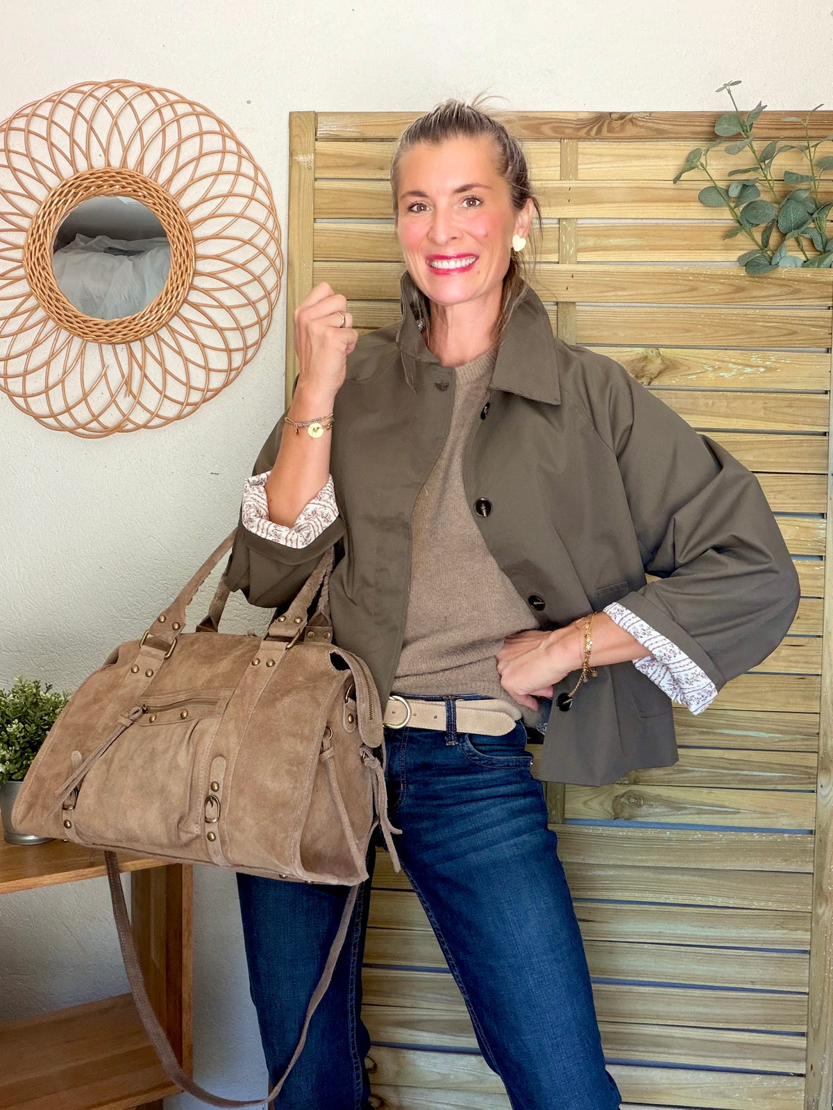 Veste Trench avec Liberty - MADELEINE Kaki