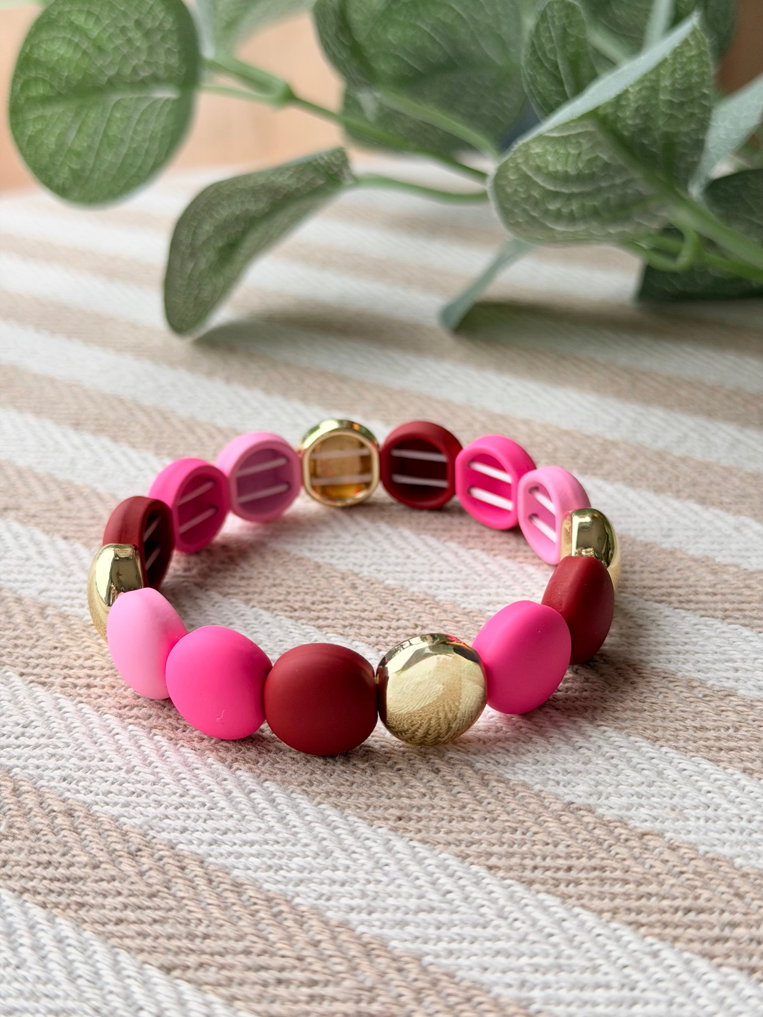 Bracelet élastiqué perles plates NINA