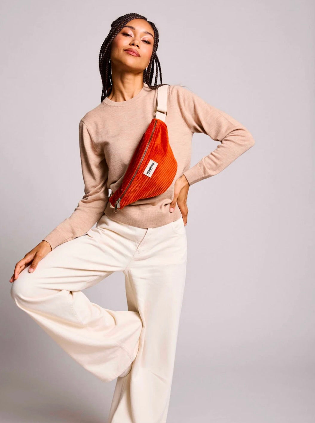 Sac banane HINDBAG Olivia Velours Brique