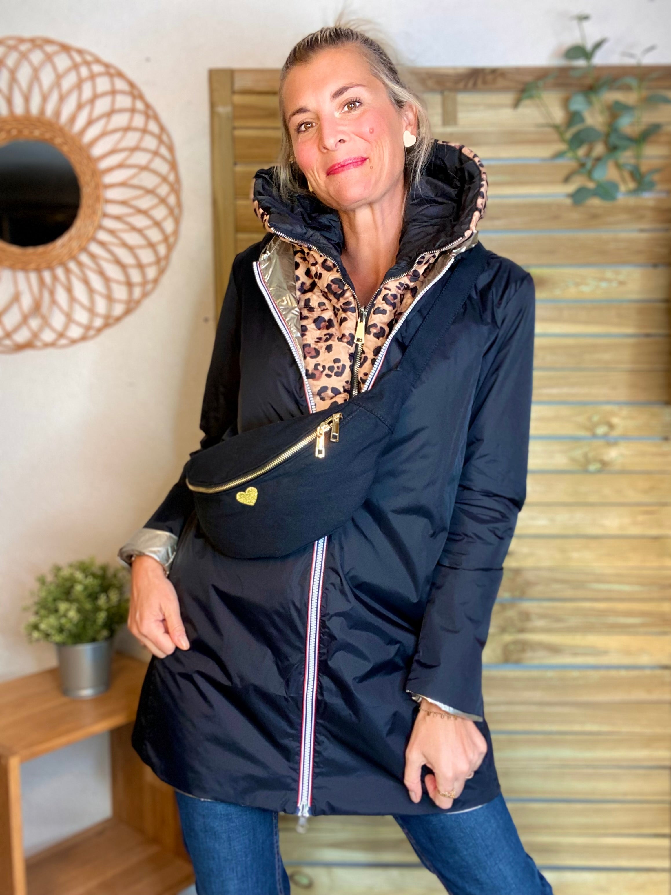 Col capuche amovible ARCHIE - Noir Léo 🐆