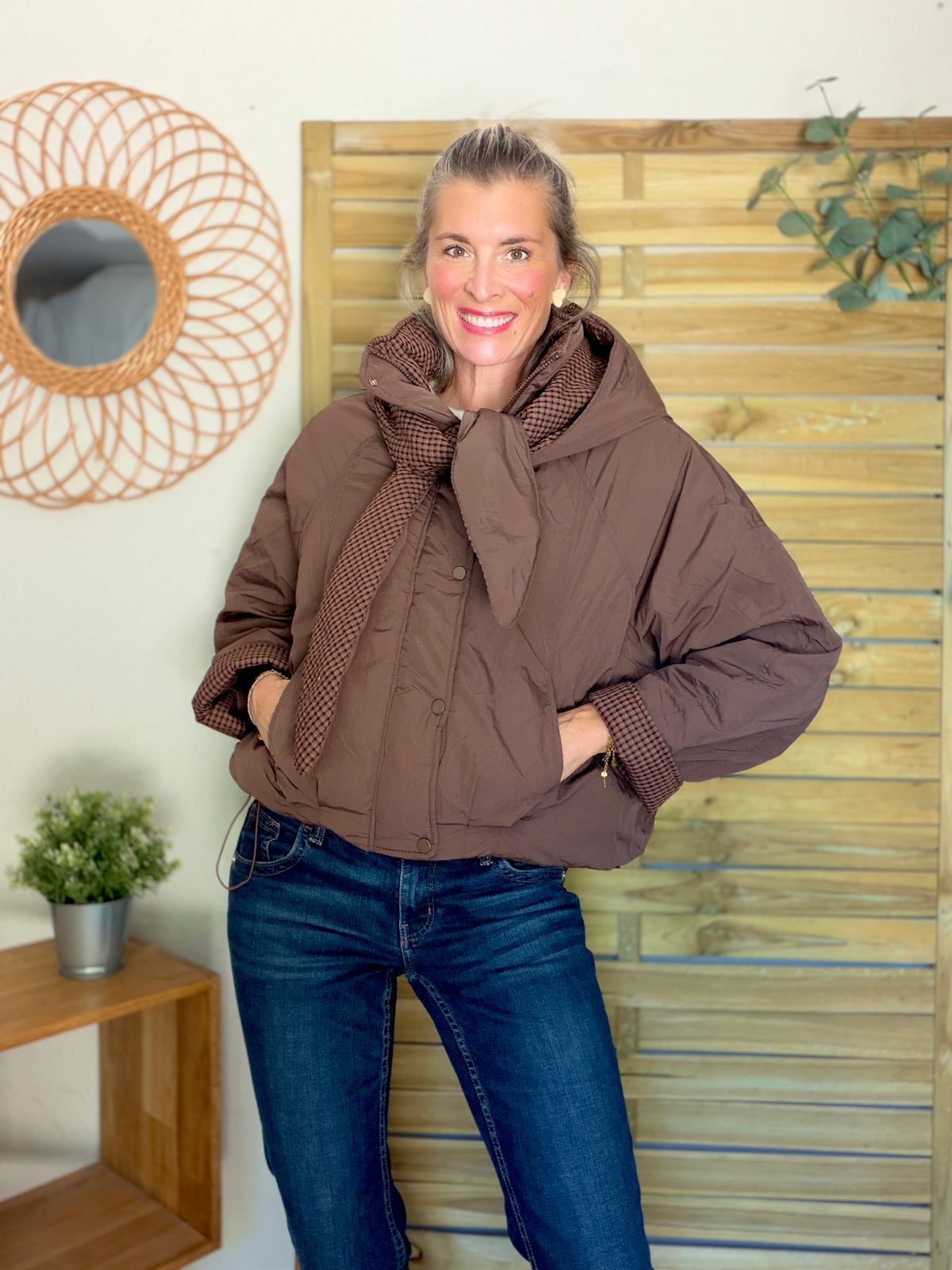PRÉCOMMANDE (Expédition 22/10) • Veste matelassée capuche amovible réversible ODILE Chocolat