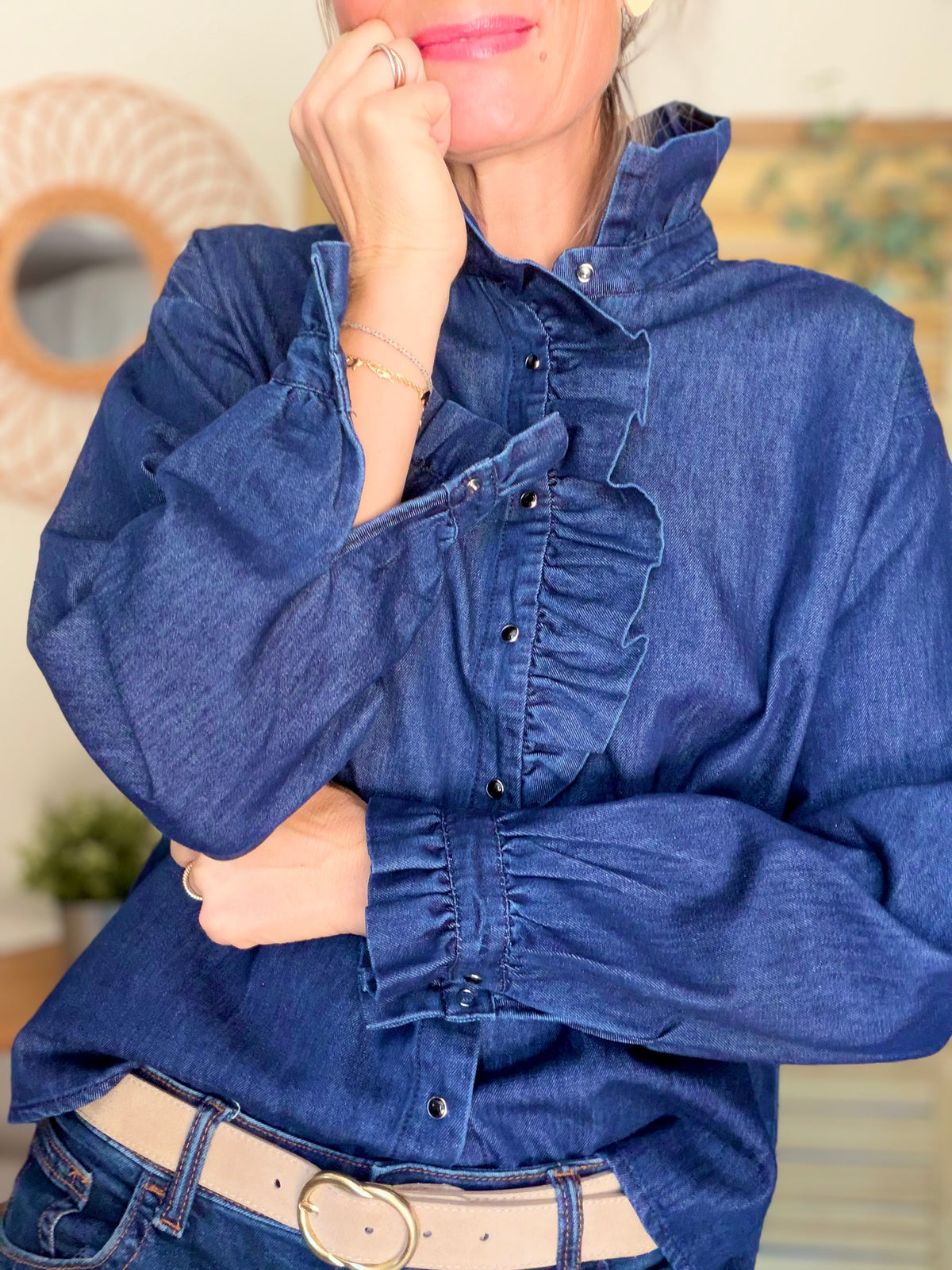 Chemise Denim brut col victorien SOPHIE