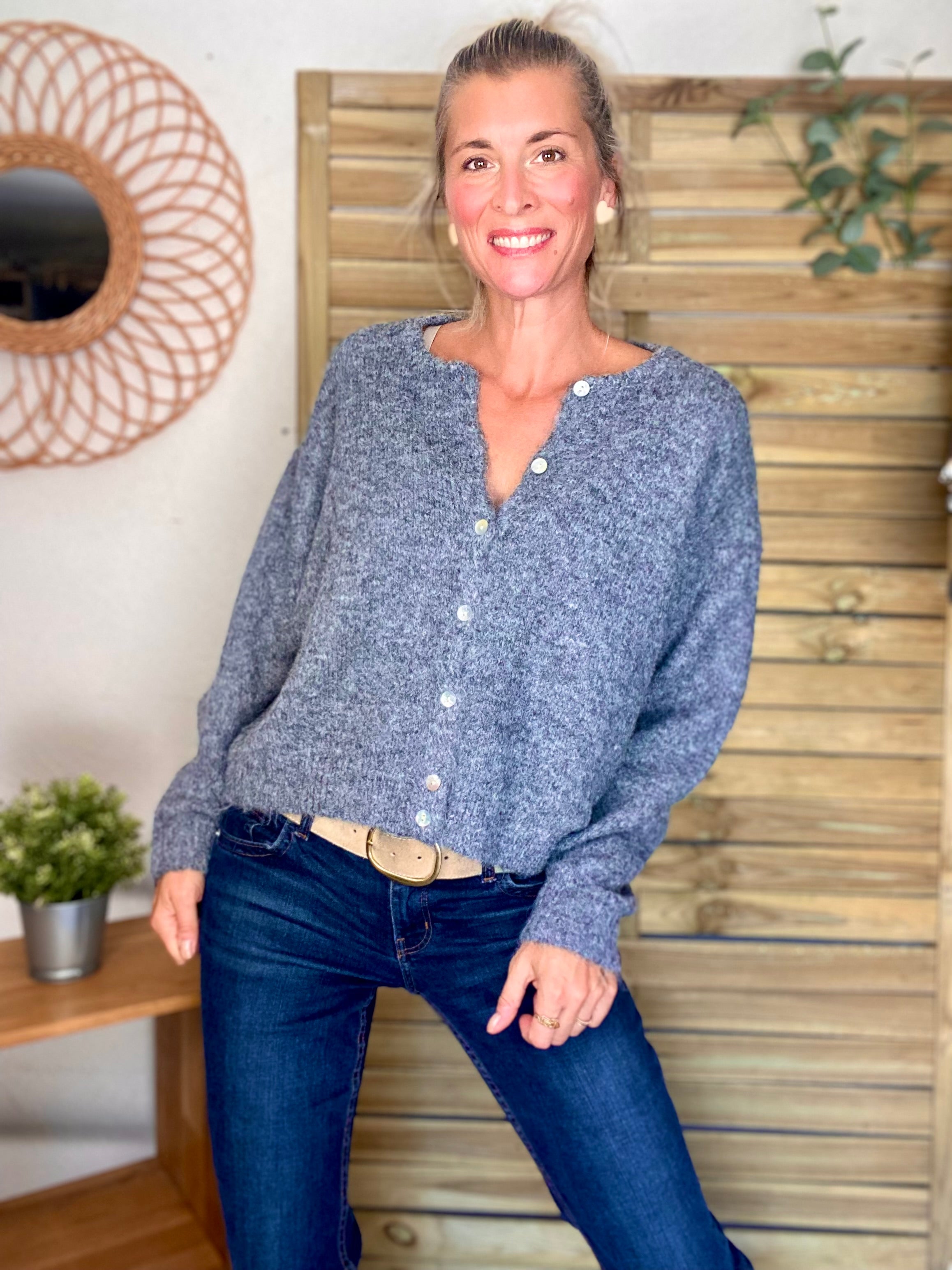 Gilet en maille SYDNEY - Gris chiné