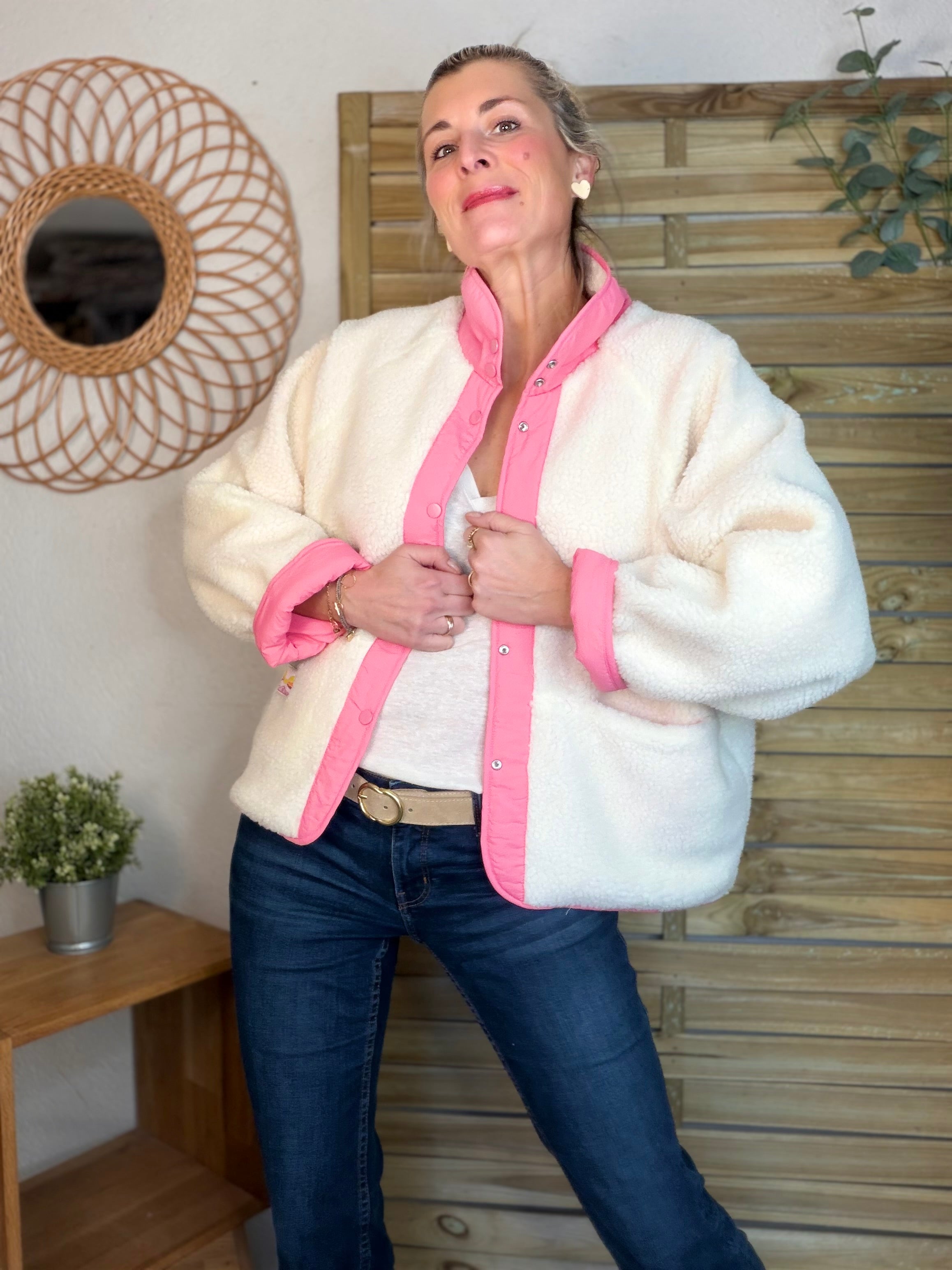 Veste matelassée réversible Sherpa AMÉLIE Rose