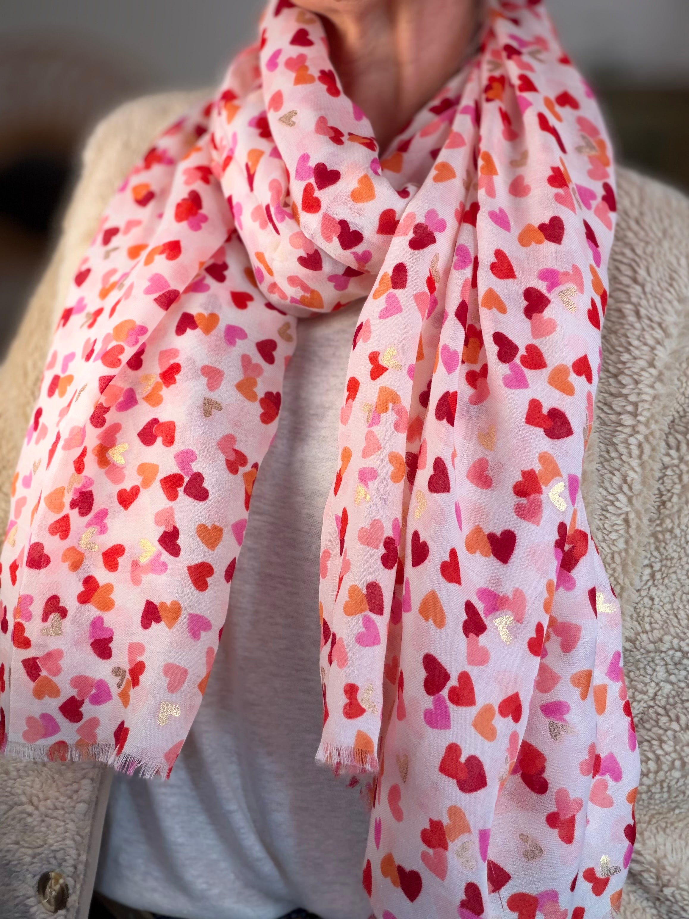 Foulard Cœurs SIGRID - Rouge Rose ❤️💛🩷