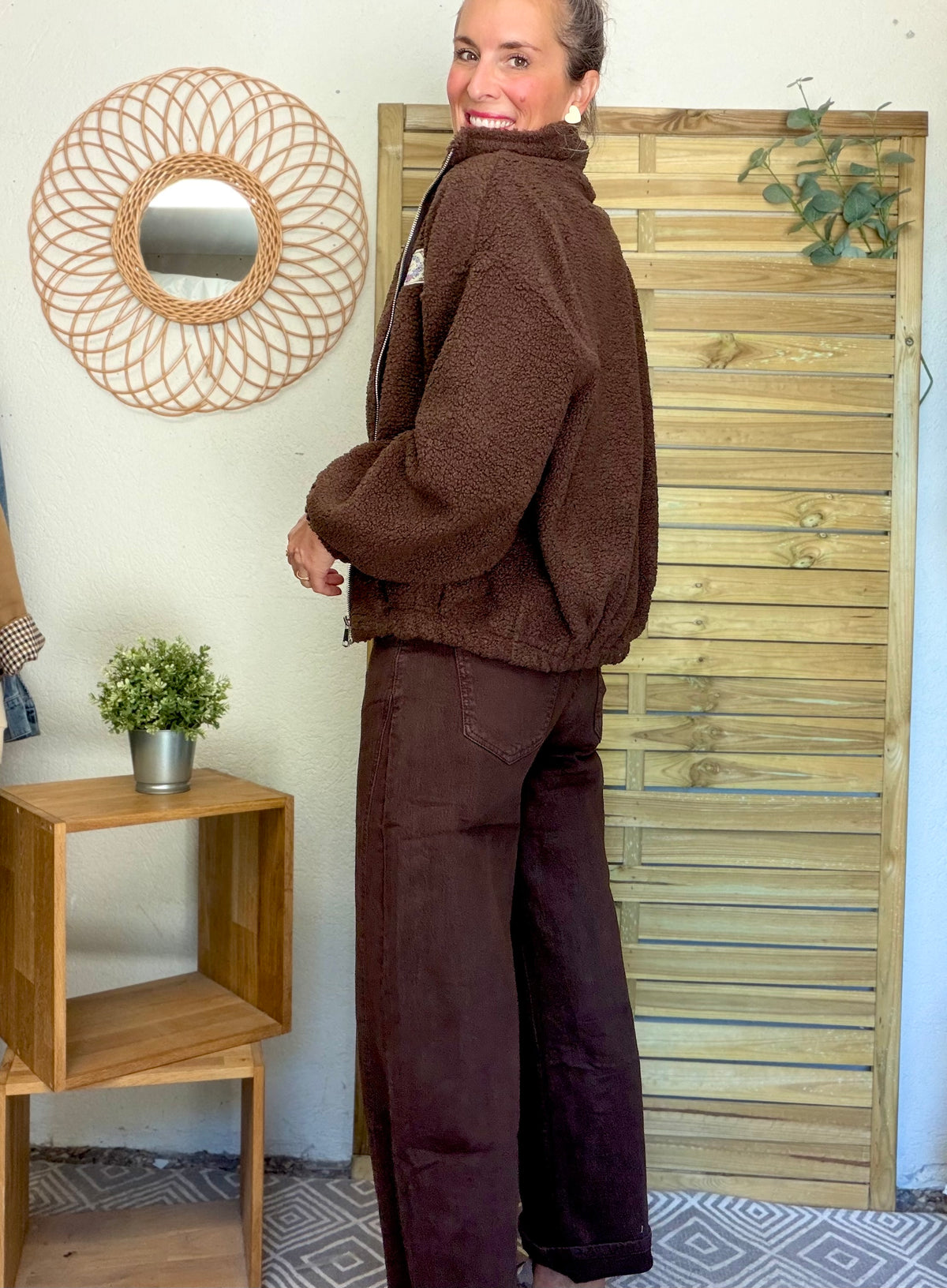 Pantalon Jean coupe barrel LÉON Chocolat