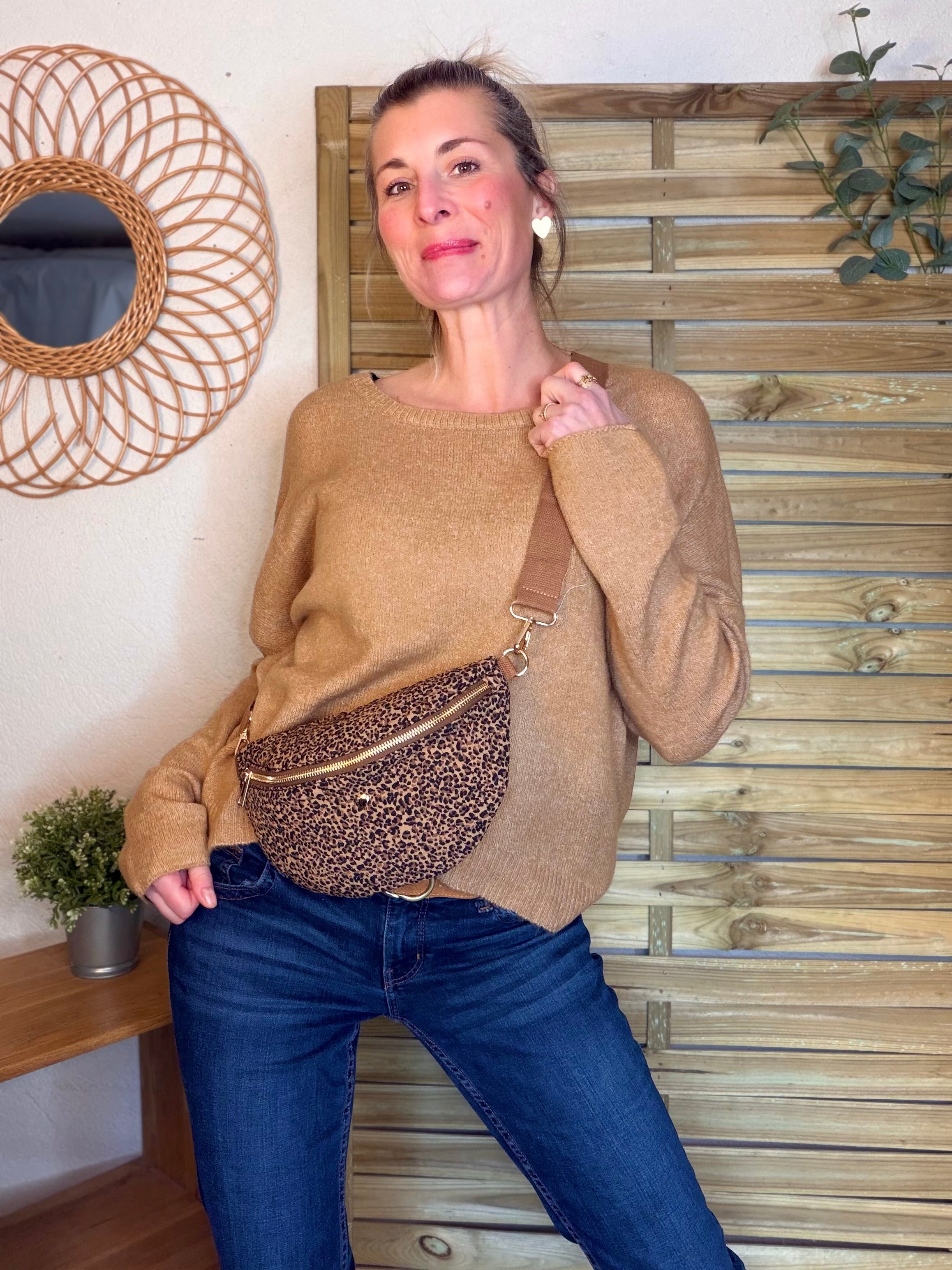 Sac banane L matelassé cœur doré 💛 JOSIE - Léo Camel 🐆