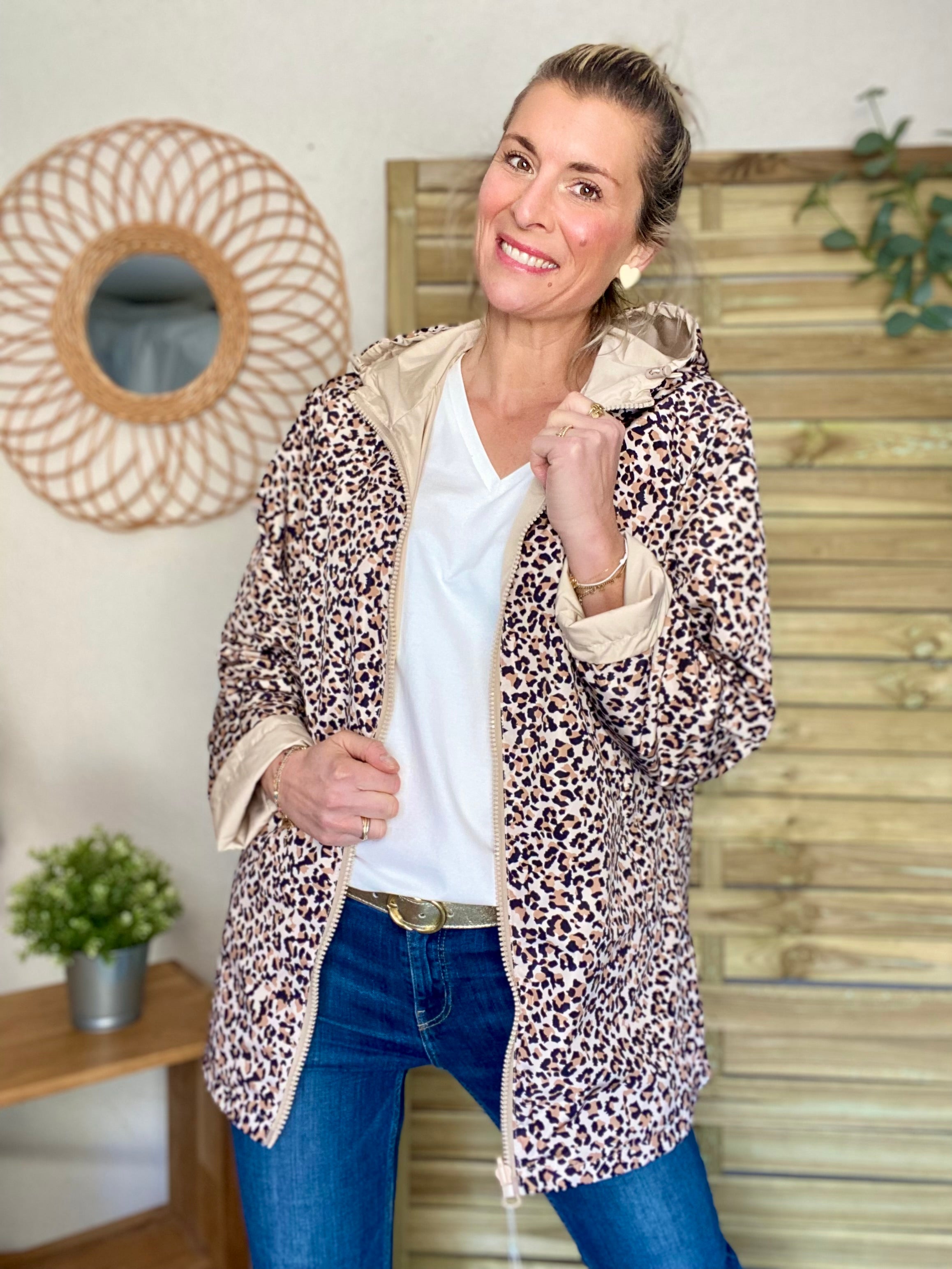 Imperméable réversible mi-long ALICE - Léo 🐆 / Beige