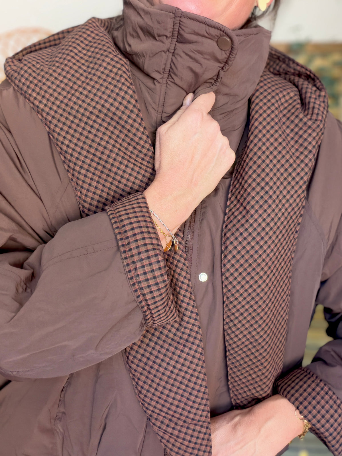PRÉCOMMANDE (Expédition 22/10) • Veste matelassée capuche amovible réversible ODILE Chocolat