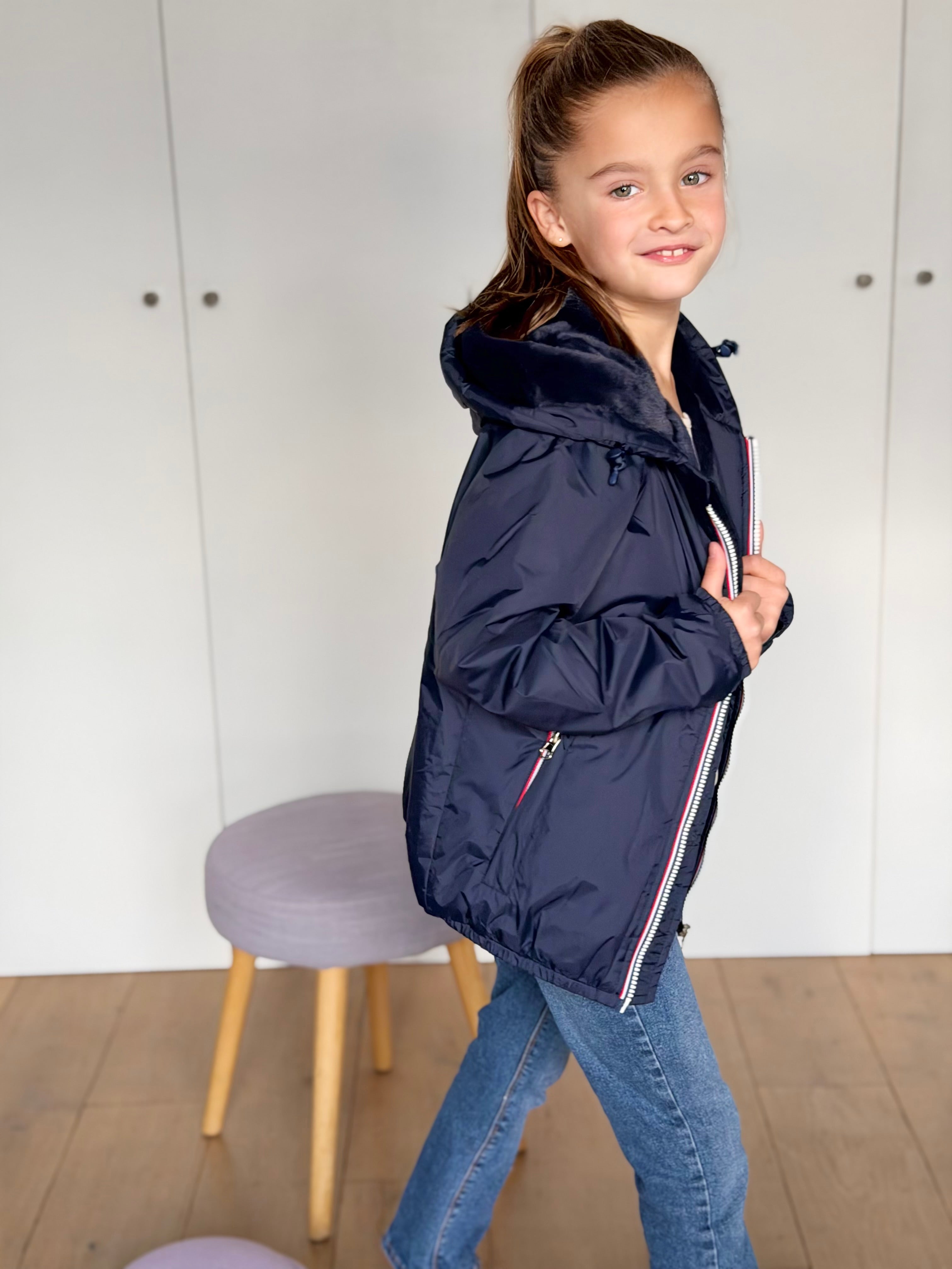 Parka Imperméable mixte LOUIS.E KIDS fourré - Bleu marine - LAURA JO ( DÉSTOCKAGE taille 6 ans)