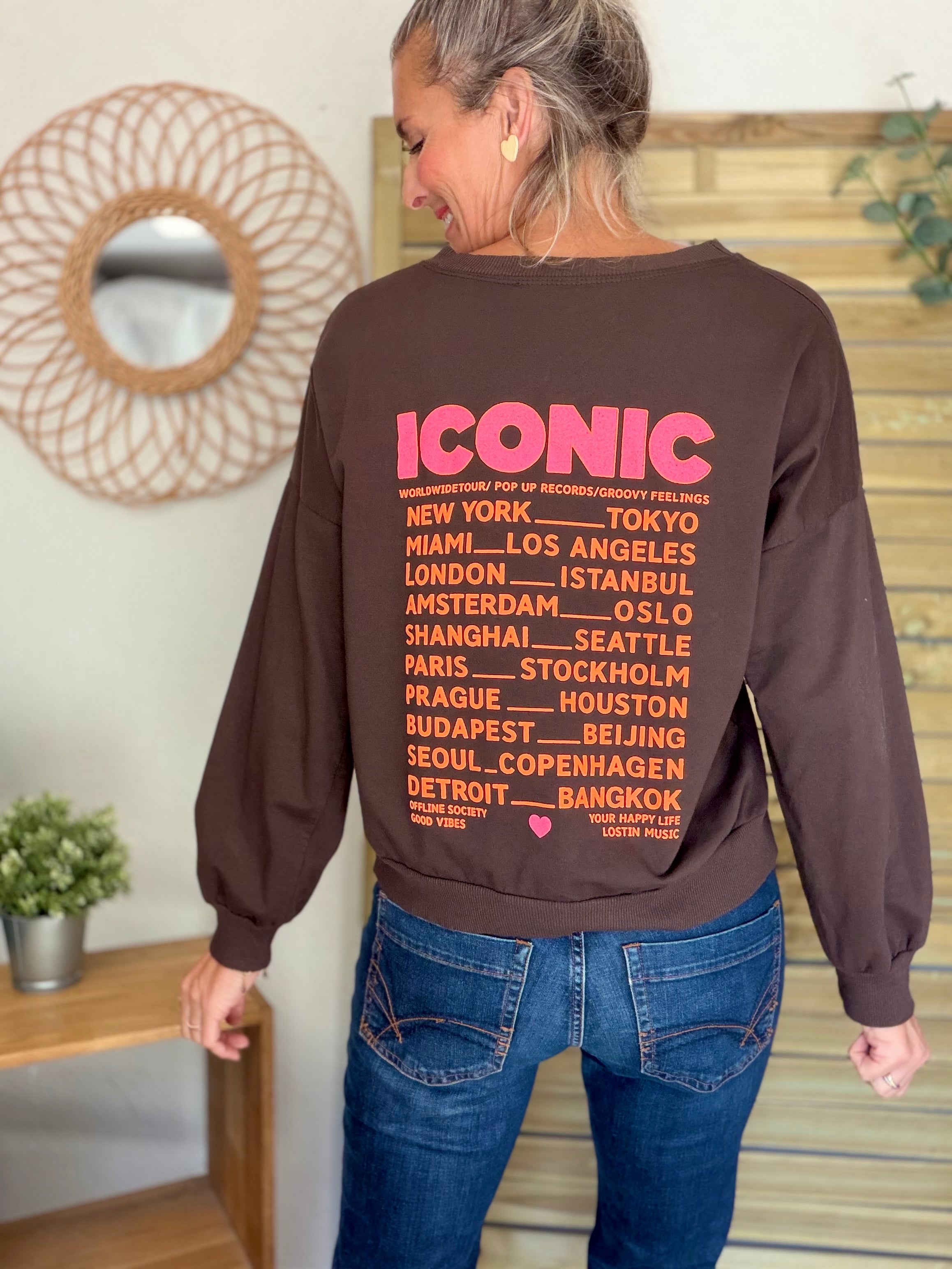 Sweat ICONIC léger 100% coton FAUSTINE Chocolat (taille 36 à 46)