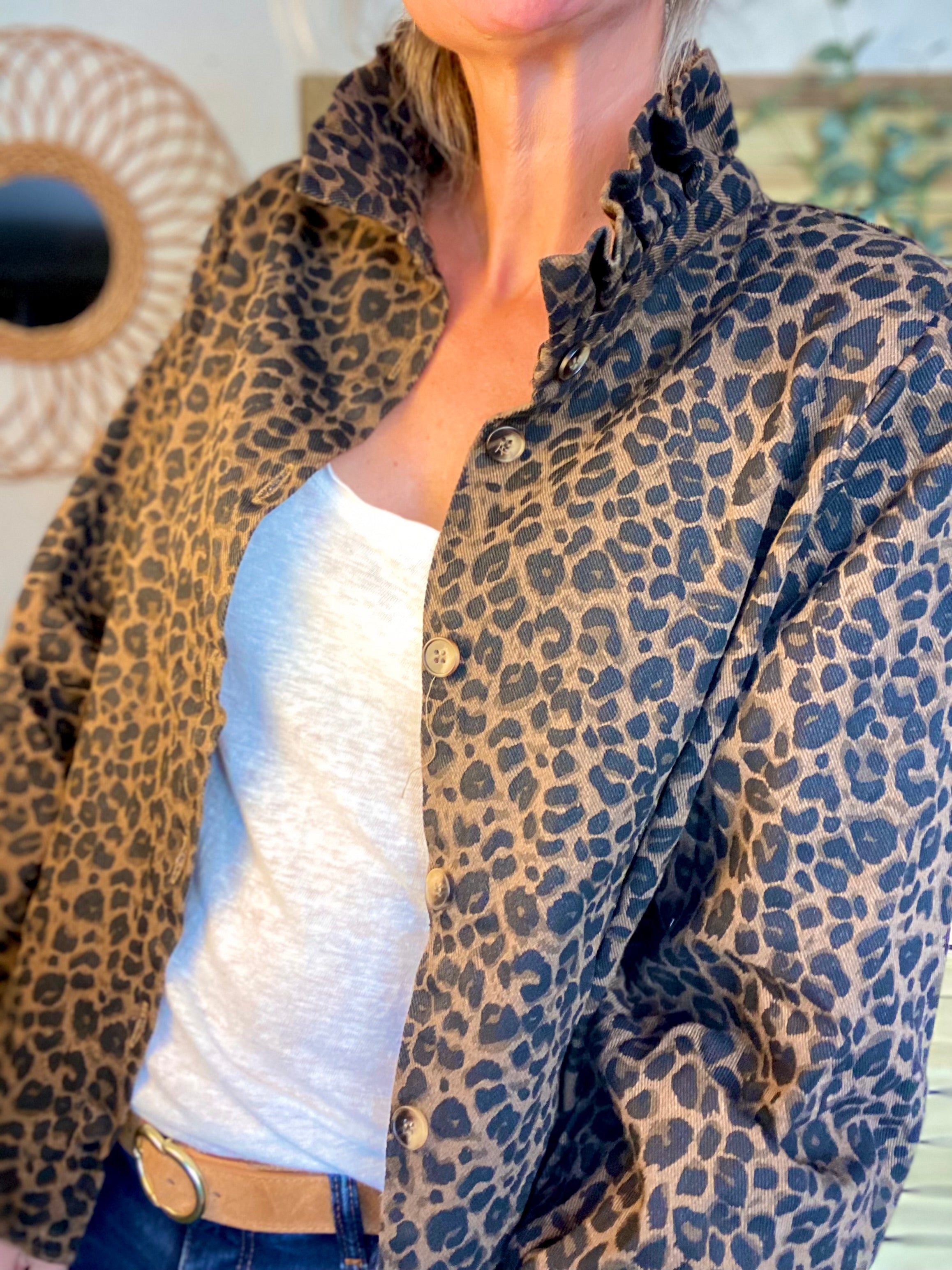 Veste / Chemise en coton, col victorien volanté LISA - Léo 🐆