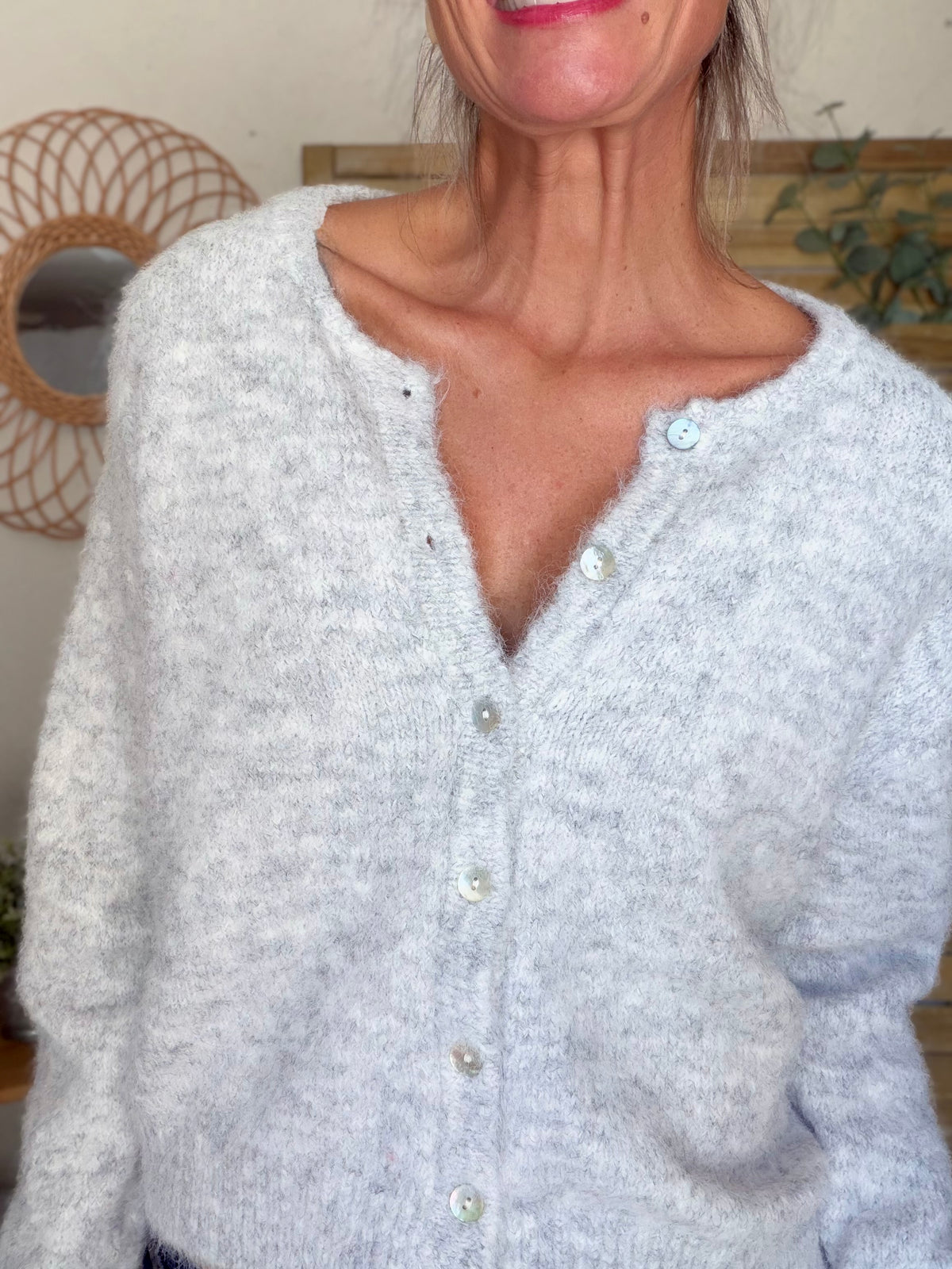 Gilet en maille MERYL - Gris chiné