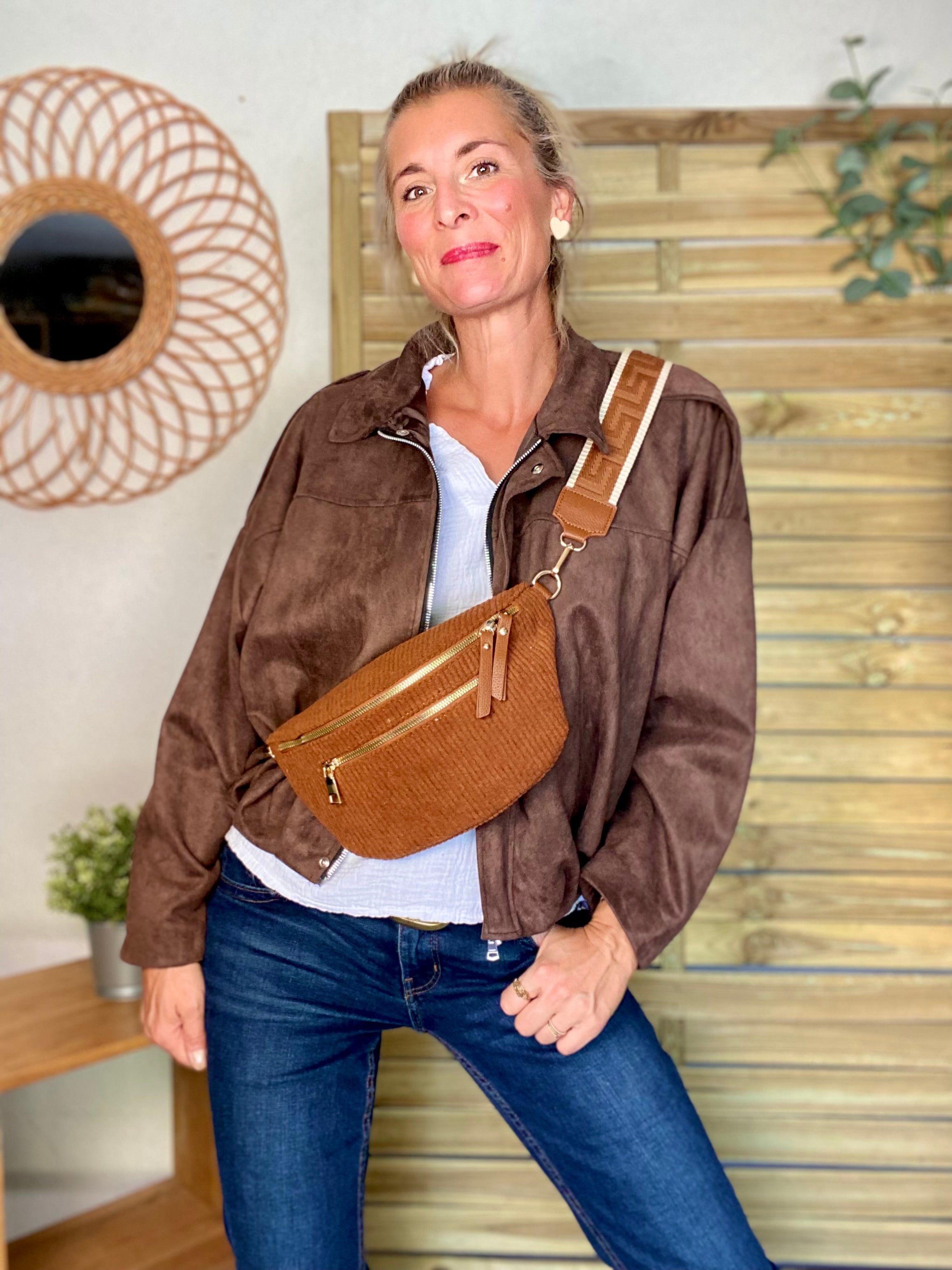 Veste oversize en suédine ISAAC - Chocolat