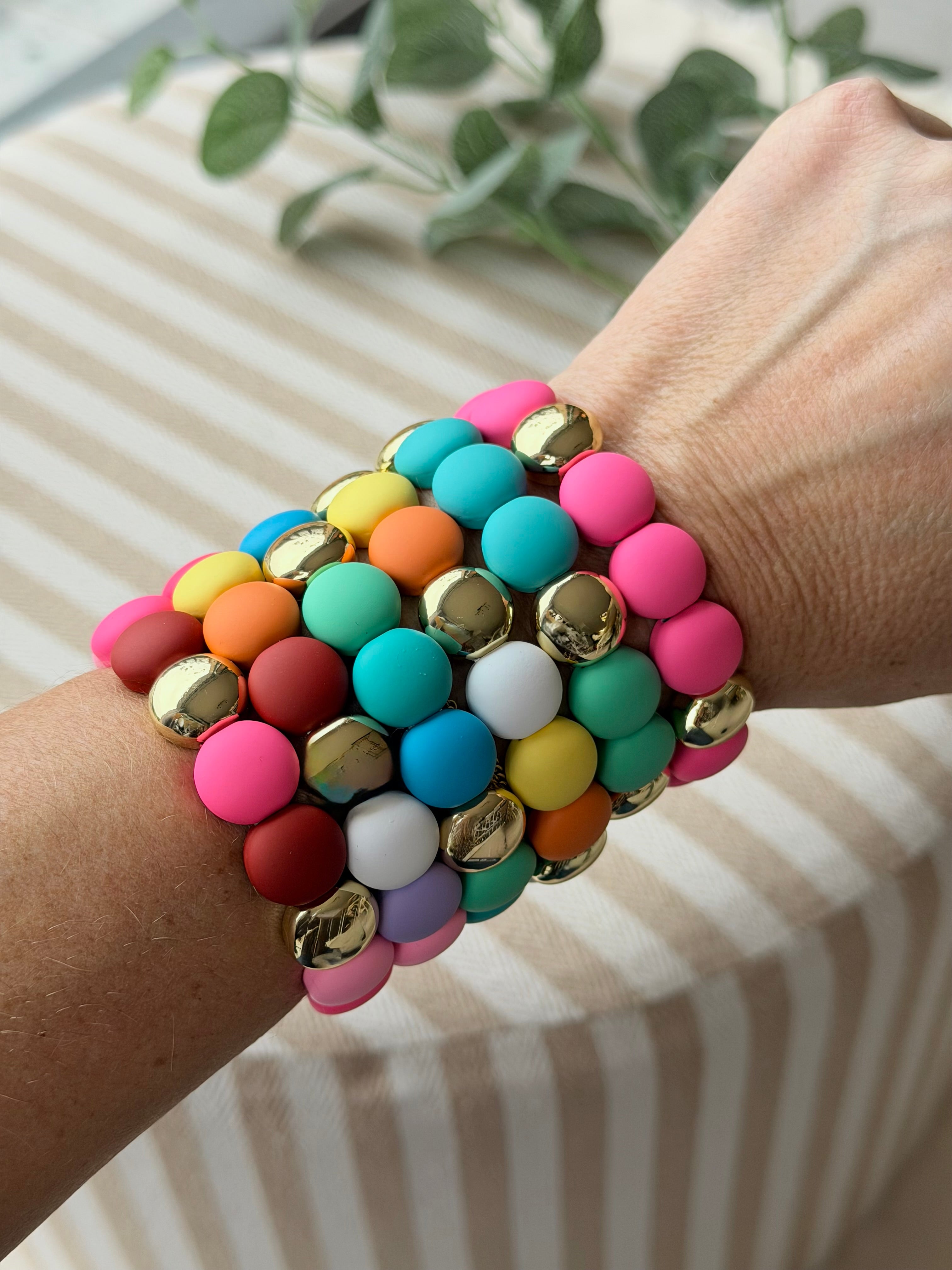 Bracelet élastiqué perles plates NINA