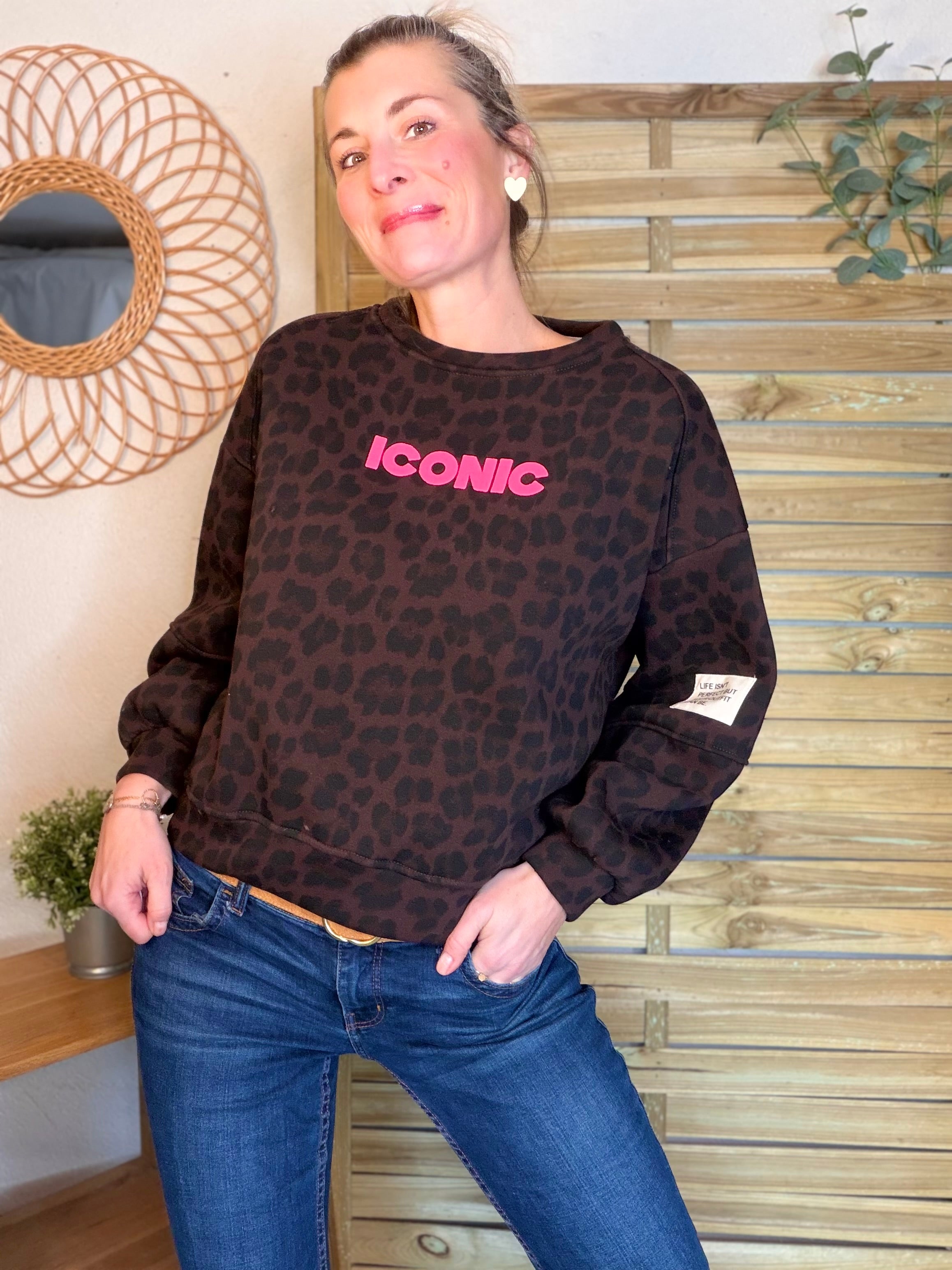 Sweat molleton imprimé Léo choco ICONIC 🐆 MANON