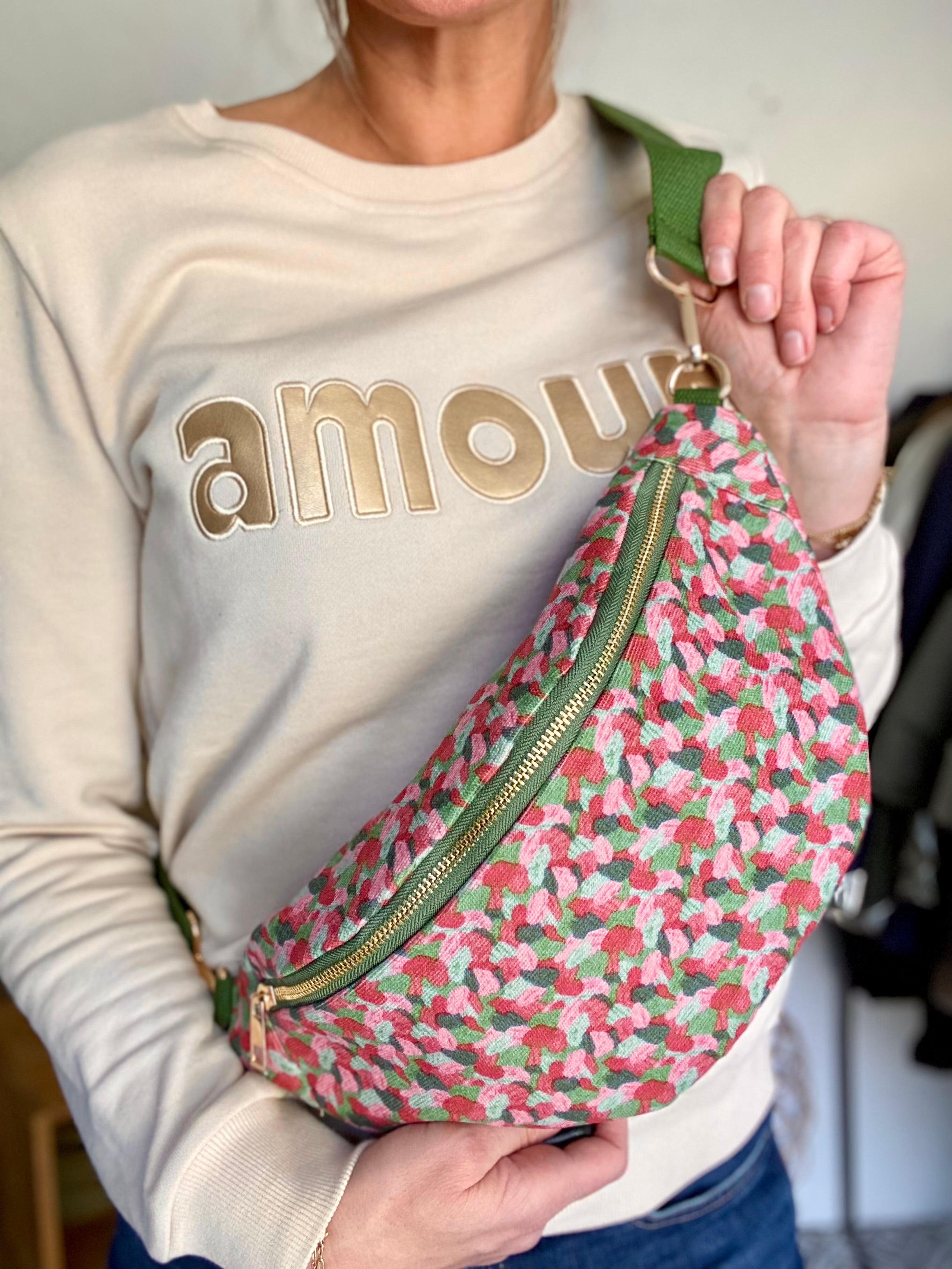 Sac banane XL velours Ciao Boum - IVY - Camaïeu Rose - FIN DE SÉRIE