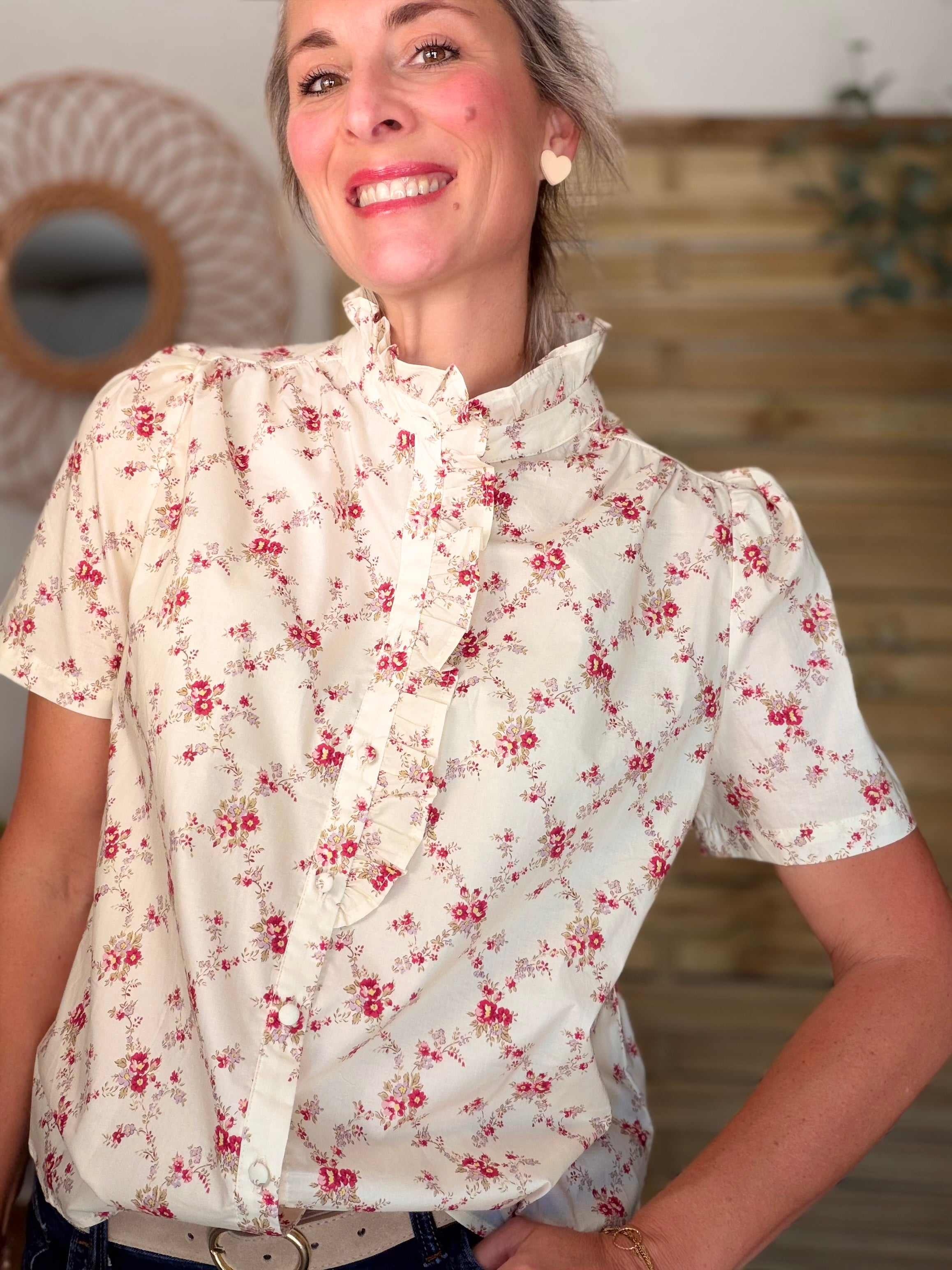 Blouse fleurie manches courtes VANESSA