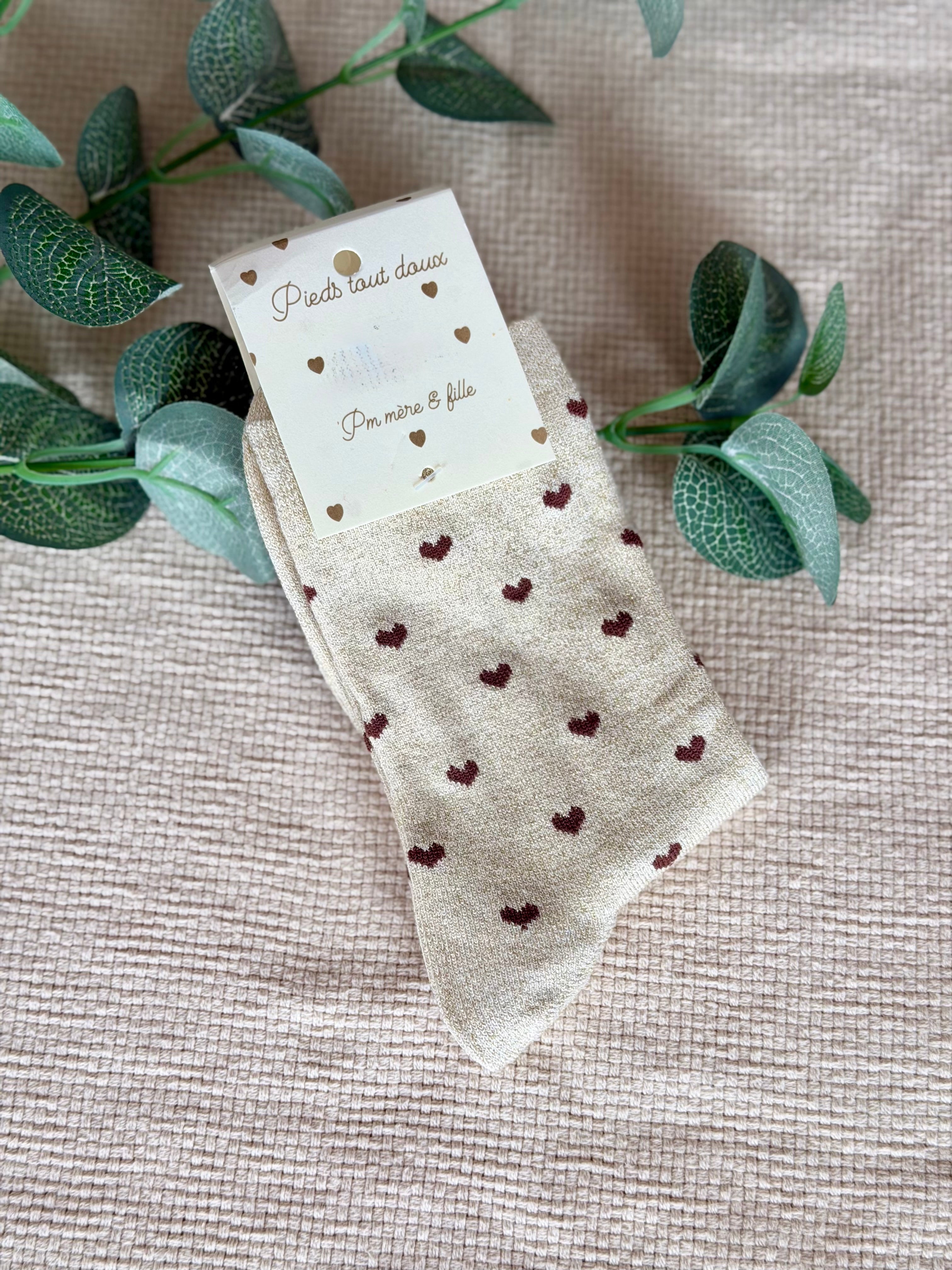 Chaussettes scintillantes glitter ZAHO - Petits coeurs ❤️🤎