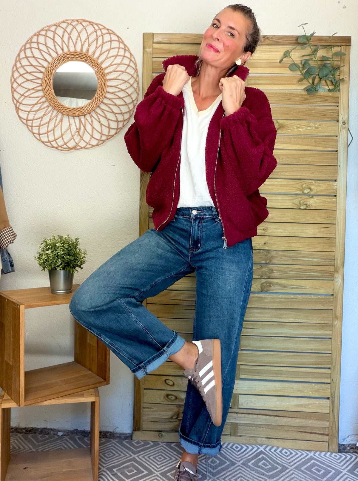 Pantalon Jean coupe barrel LÉON Bleu