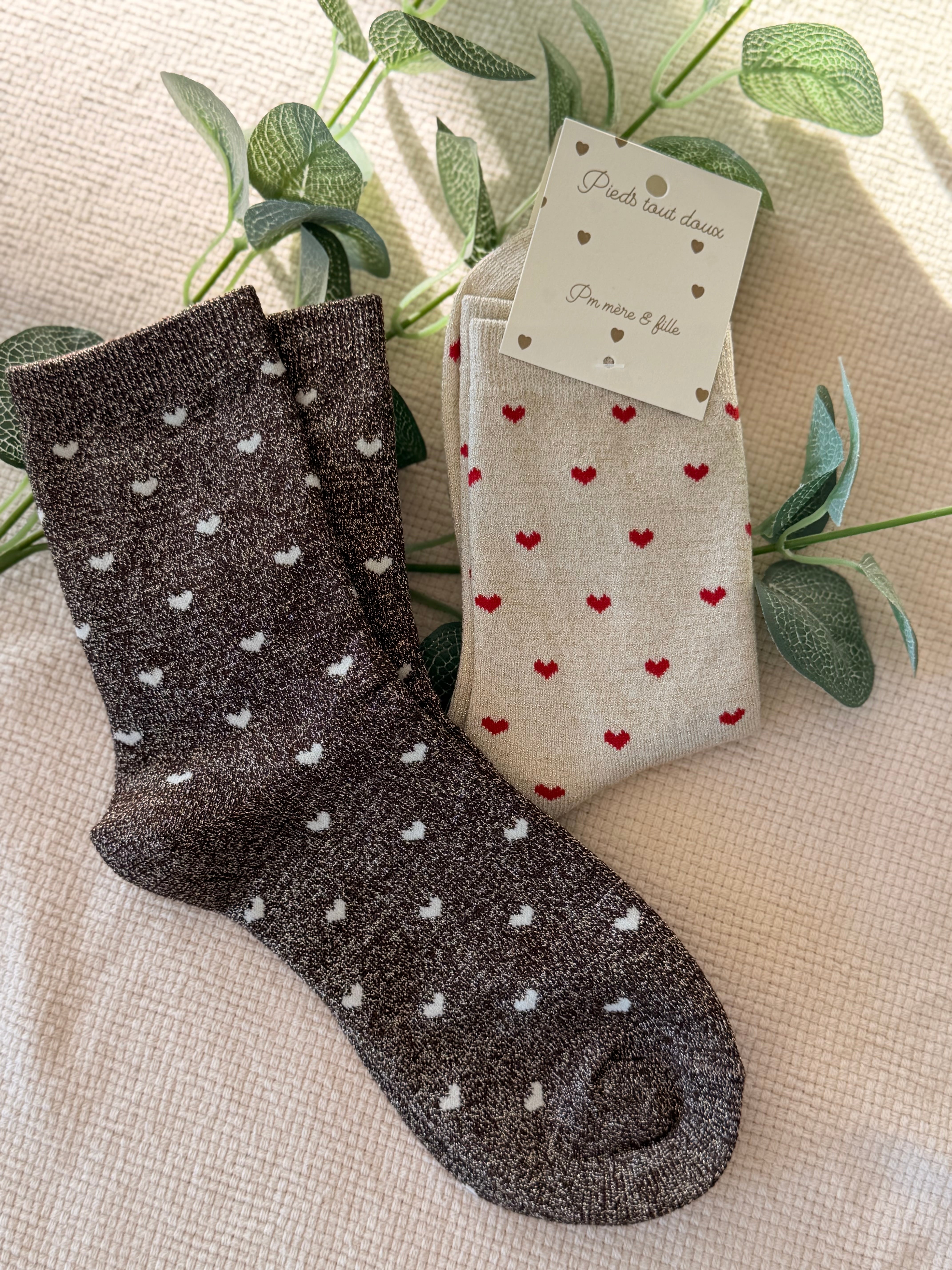 Chaussettes scintillantes glitter ZAHO - Petits coeurs ❤️🤎
