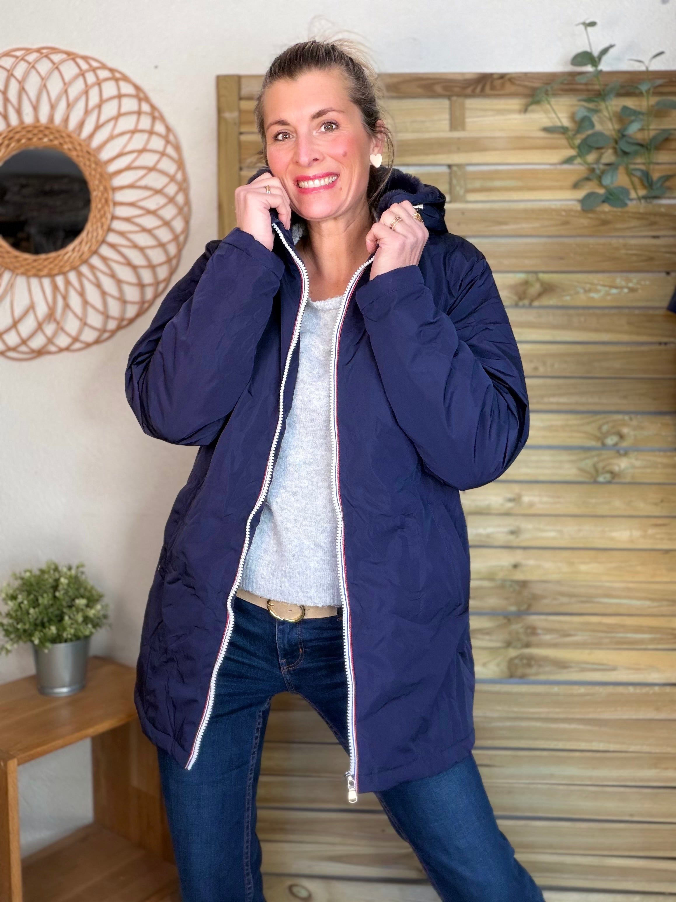 ⚡️ ARRIVAGE - Parka Imperméable fourré ALICE - Bleu marine