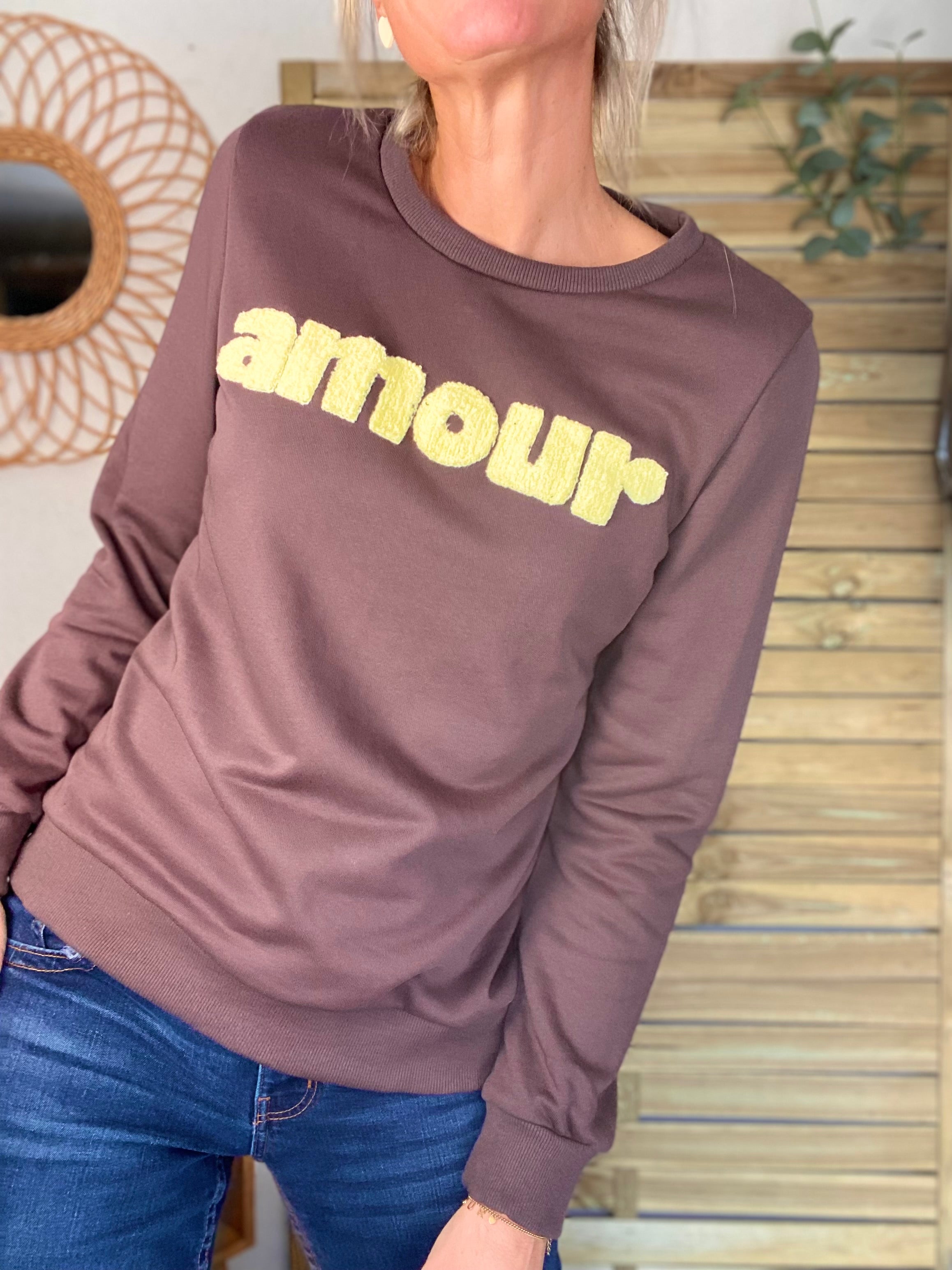 Sweat amour DORIA - Choco / Jaune