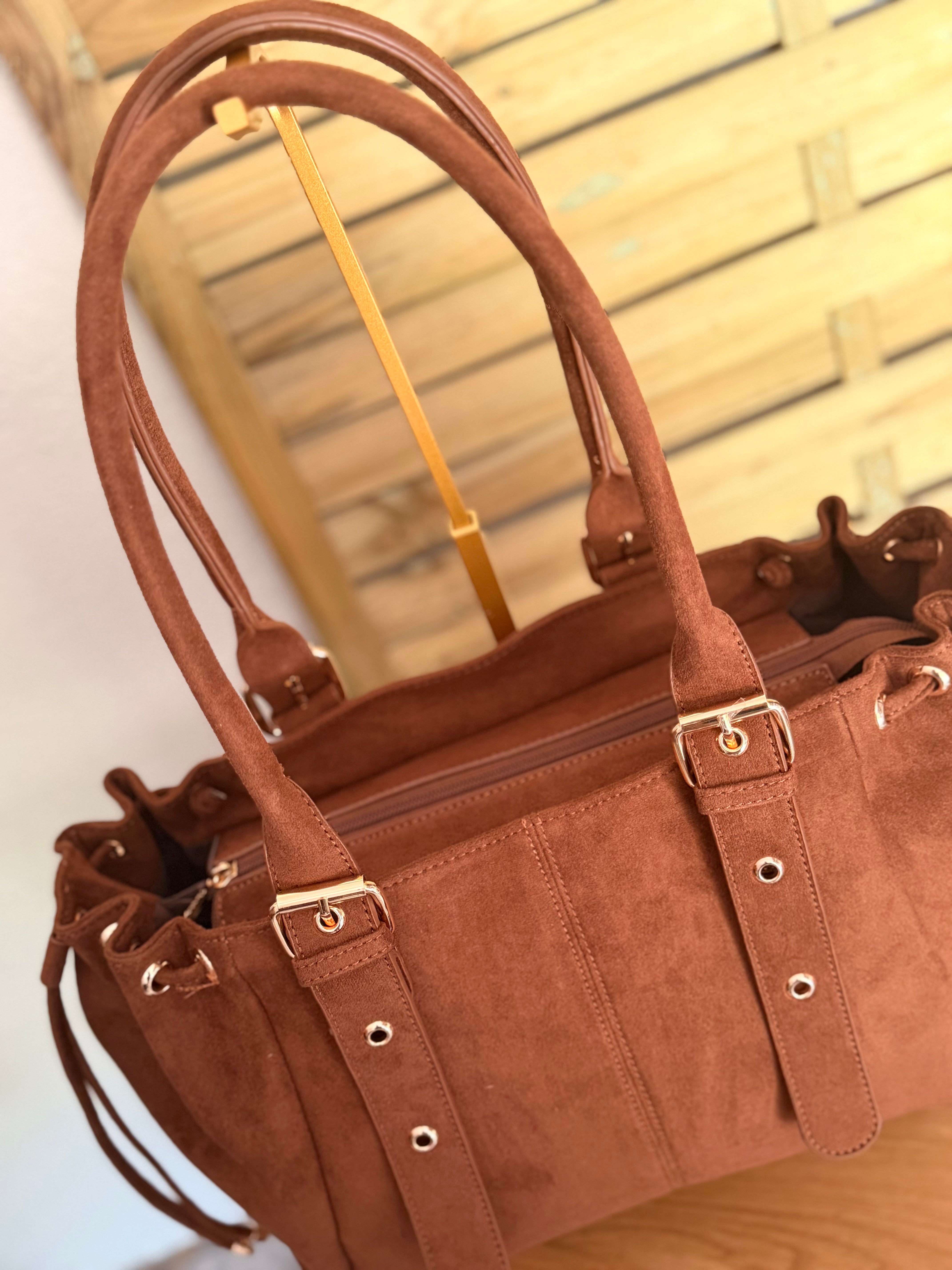 Sac cabas XL simili daim CLÉO Camel
