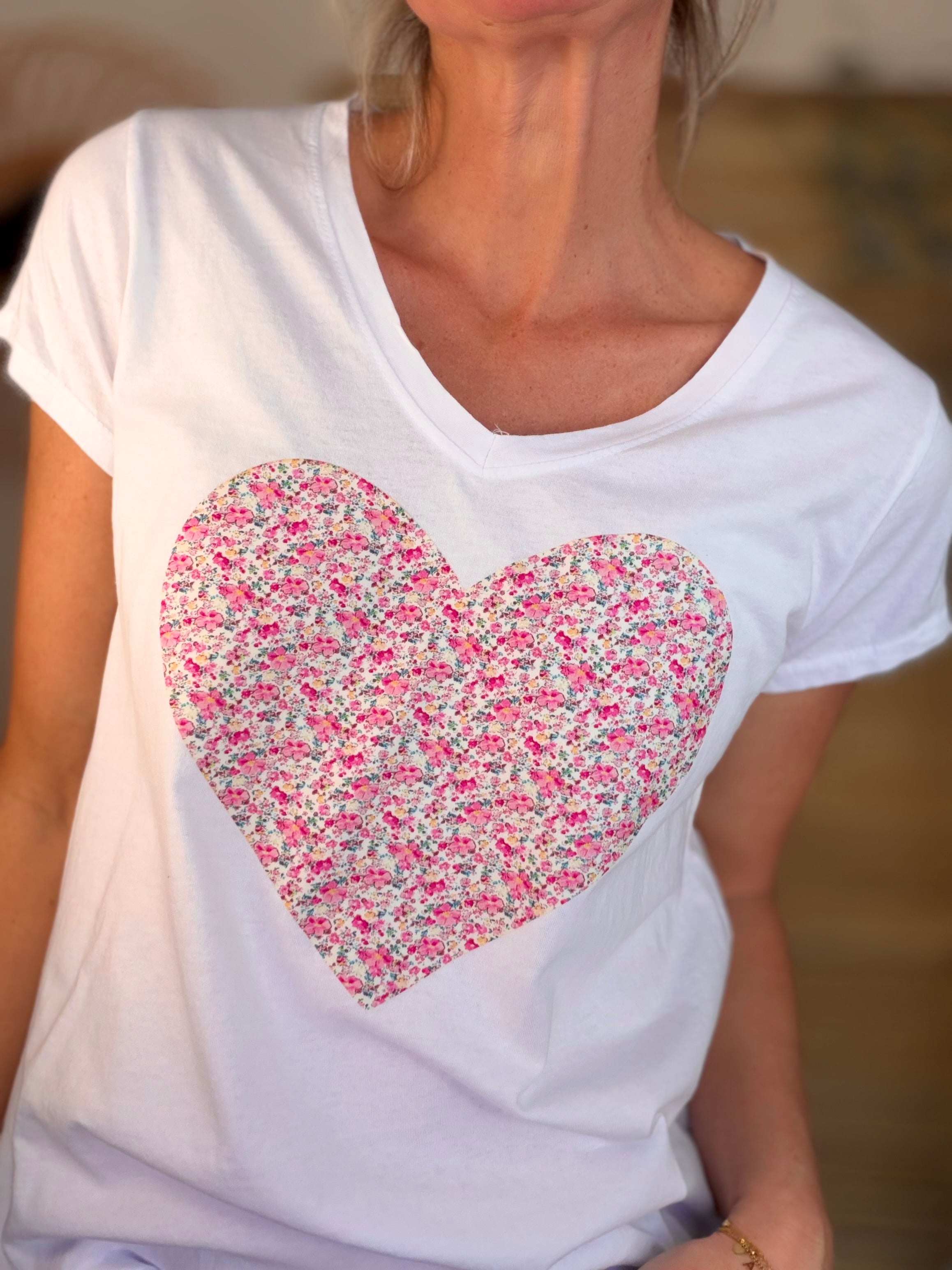 Tee shirt Gros Coeur Liberty rose VERA 🩷